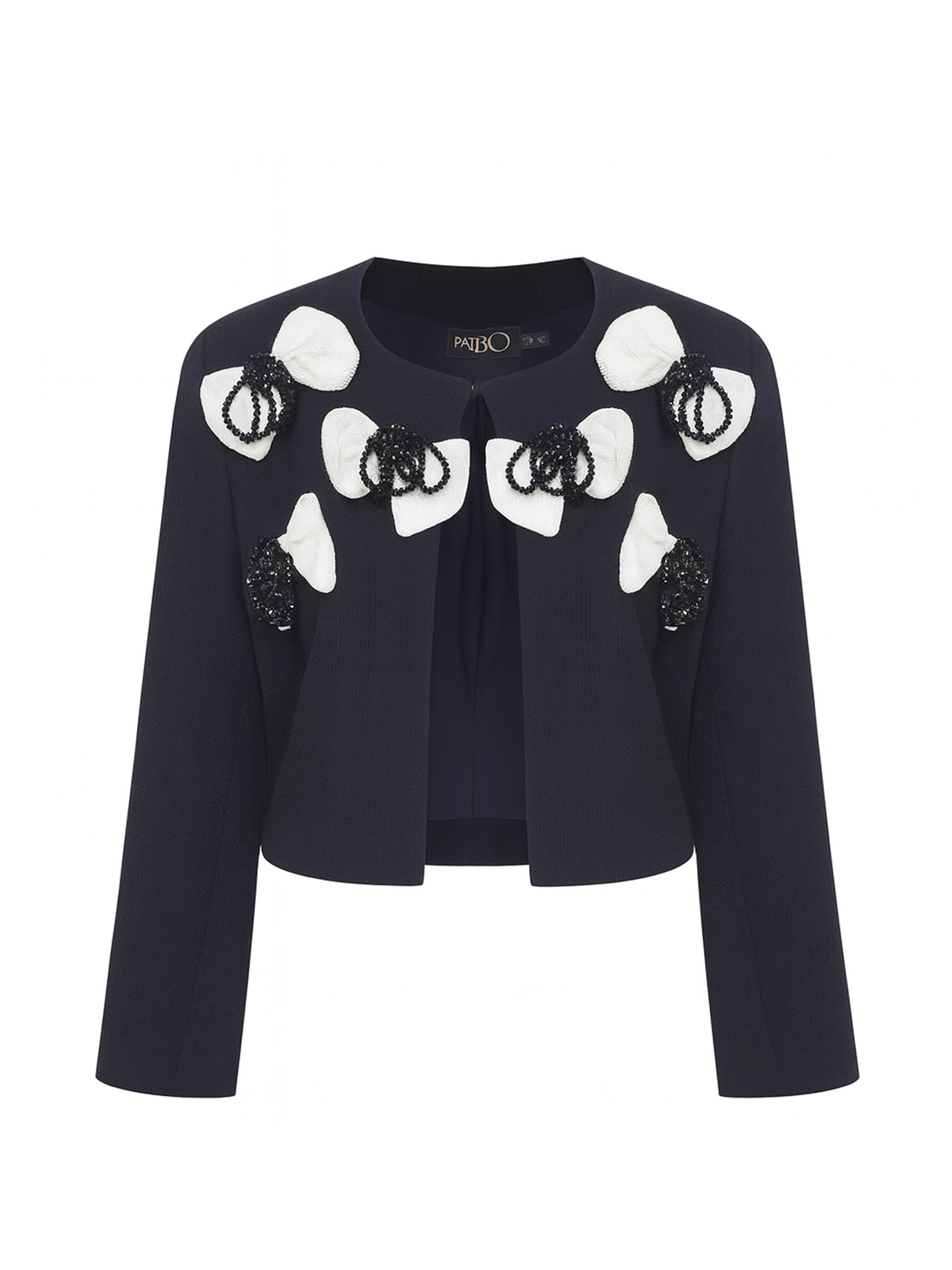 PatBO Women's Grace Bow-Accented Beaded Jacket - Black