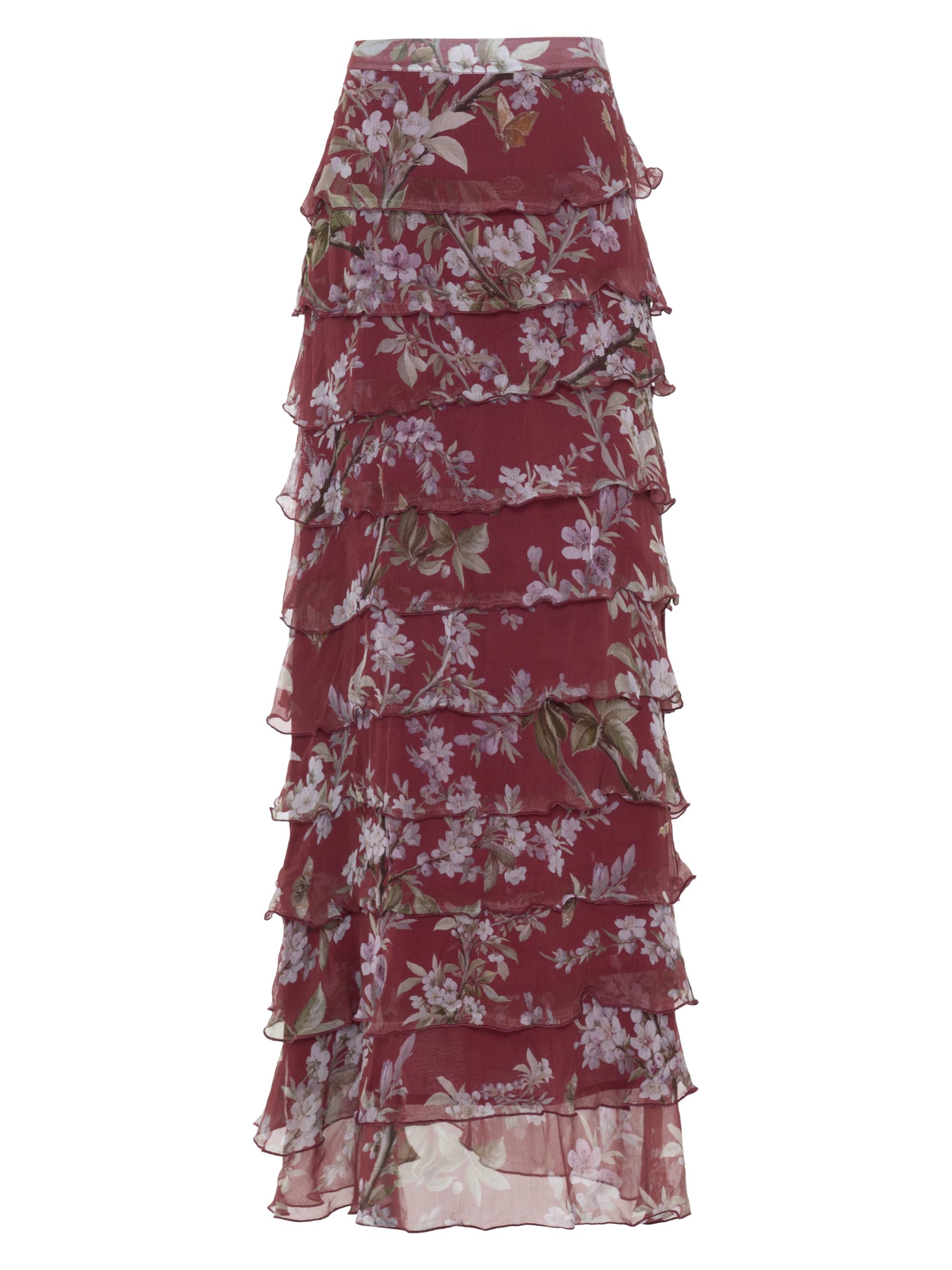 PatBO Women's Delicata Flutter Maxi Skirt - Dark Red