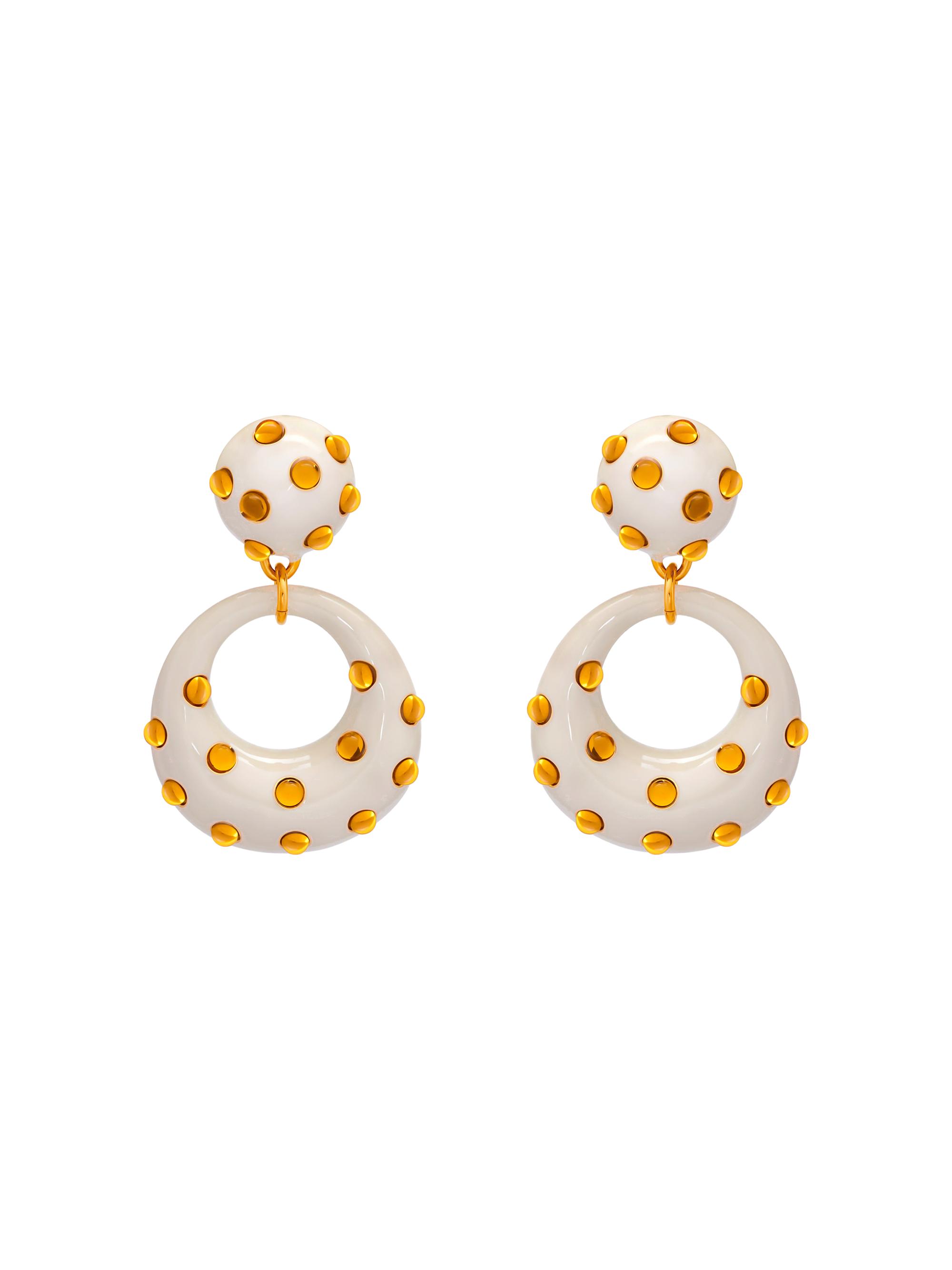 Oscar de la Renta Women's 24K-Gold-Plated, Enamel & Glass Clip-On Drop Earrings -