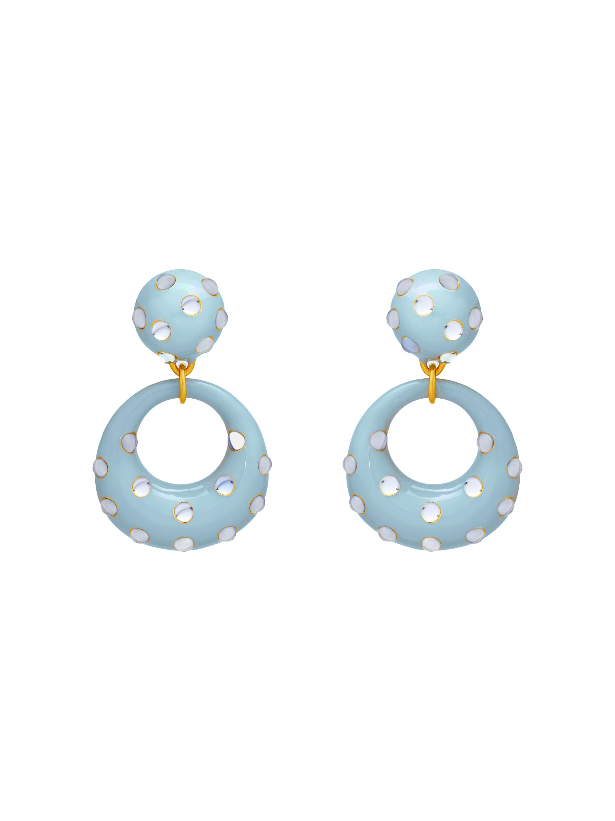 Oscar de la Renta Women's 24K-Gold-Plated, Enamel & Glass Clip-On Drop Earrings - Sky