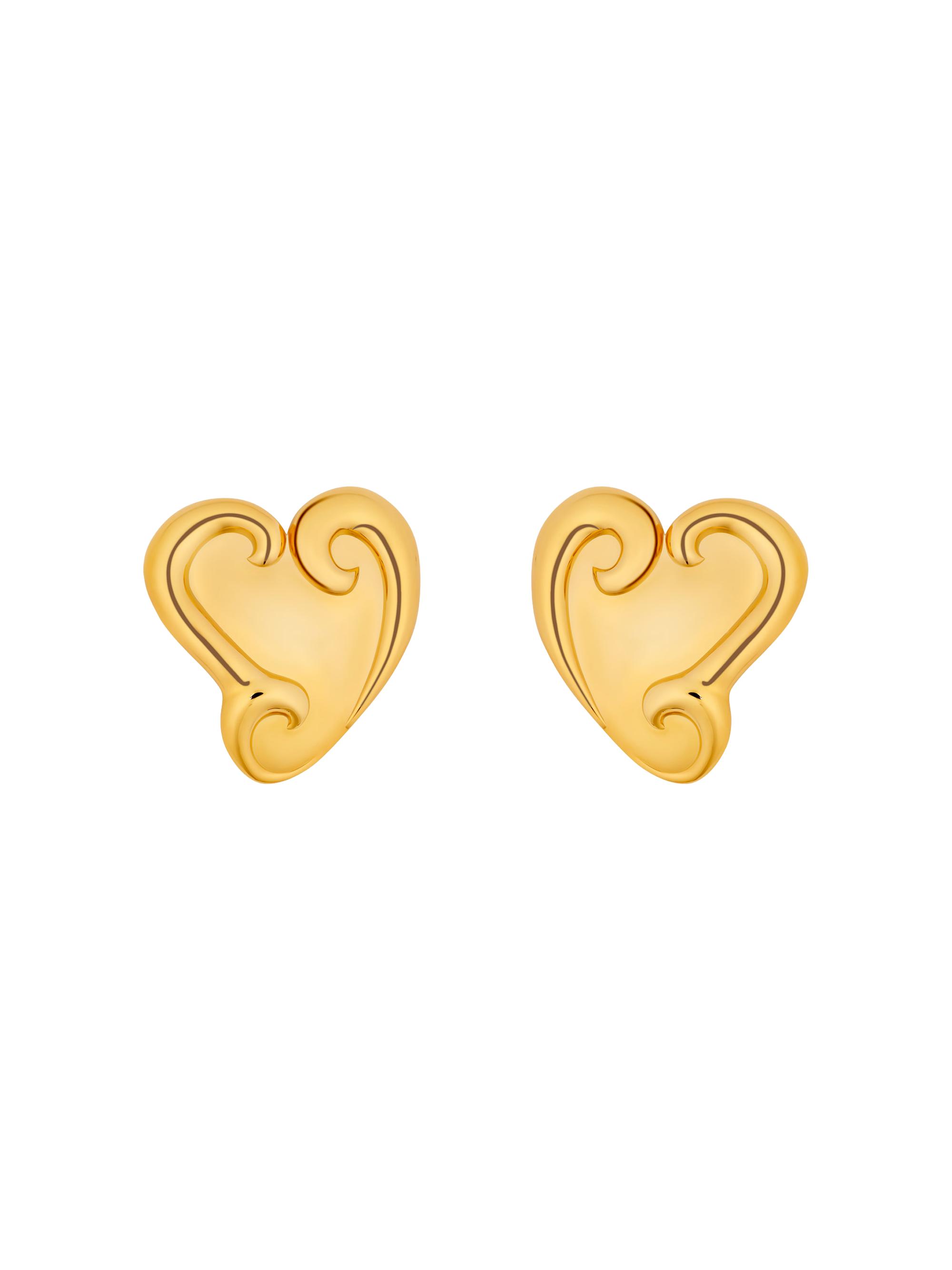 Oscar de la Renta Women's 24K-Gold-Plated Swirl Heart Stud Earrings - Gold