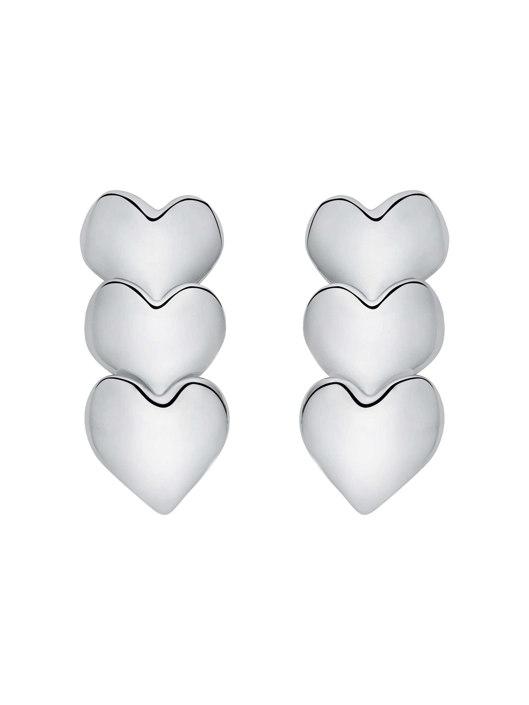 Oscar de la Renta Women's Silvertone Heart Clip-On Drop Earrings - Silver