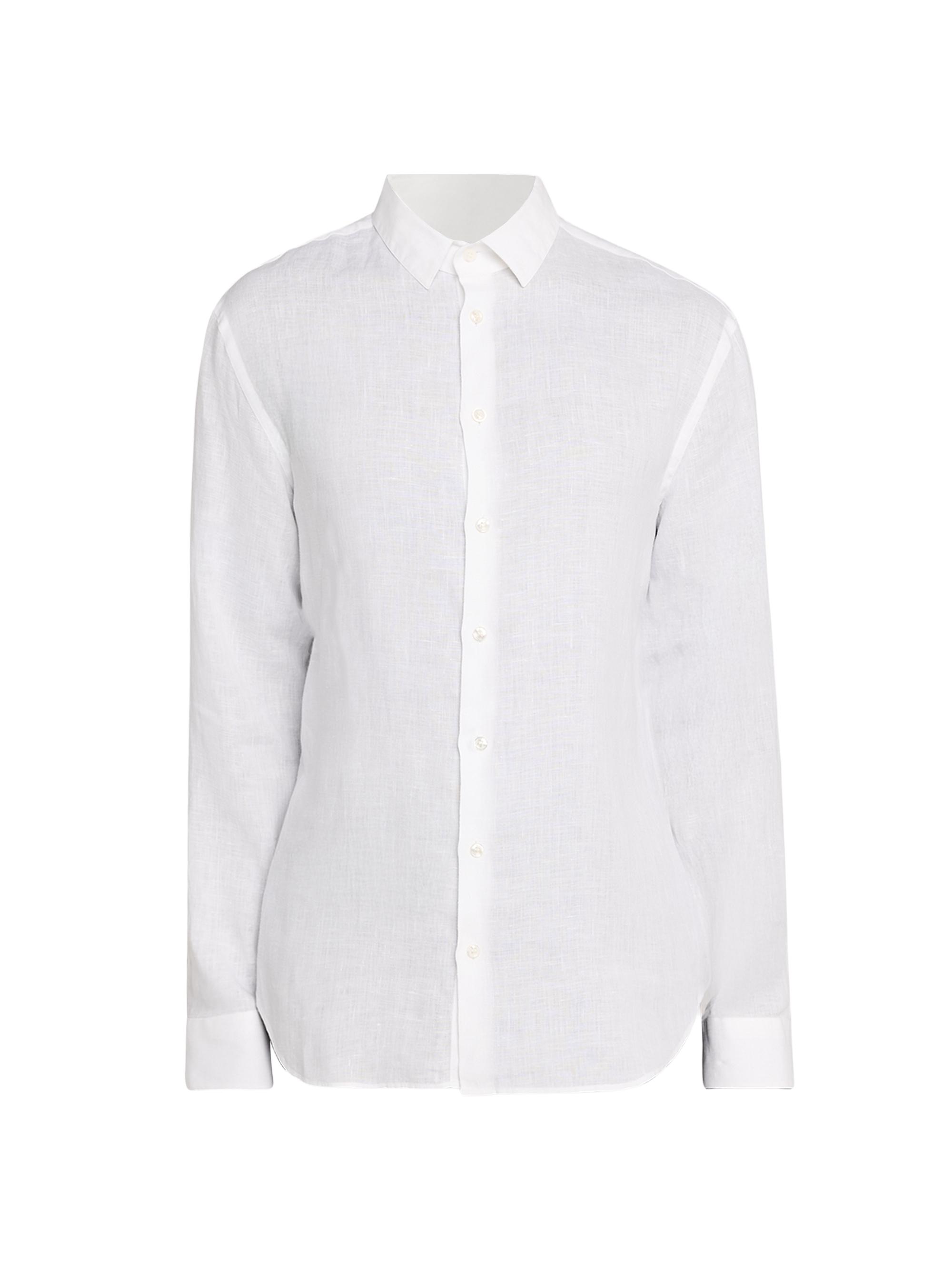 Giorgio Armani Men's Linen Button-Front Sport Shirt - Light Blue