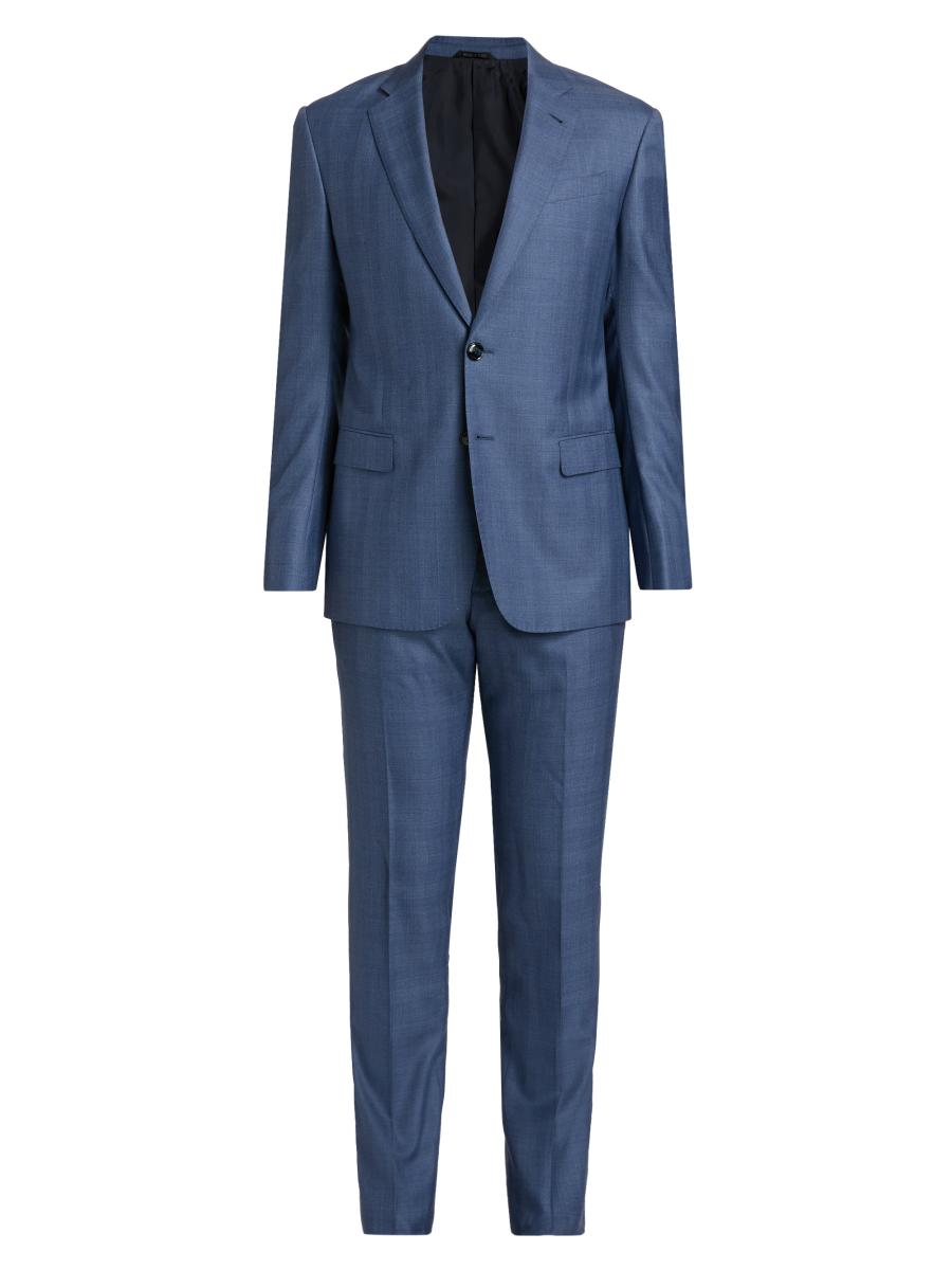 Giorgio Armani Plaid Wool-Silk Single-Breasted Suit | Saks Fifth Avenue