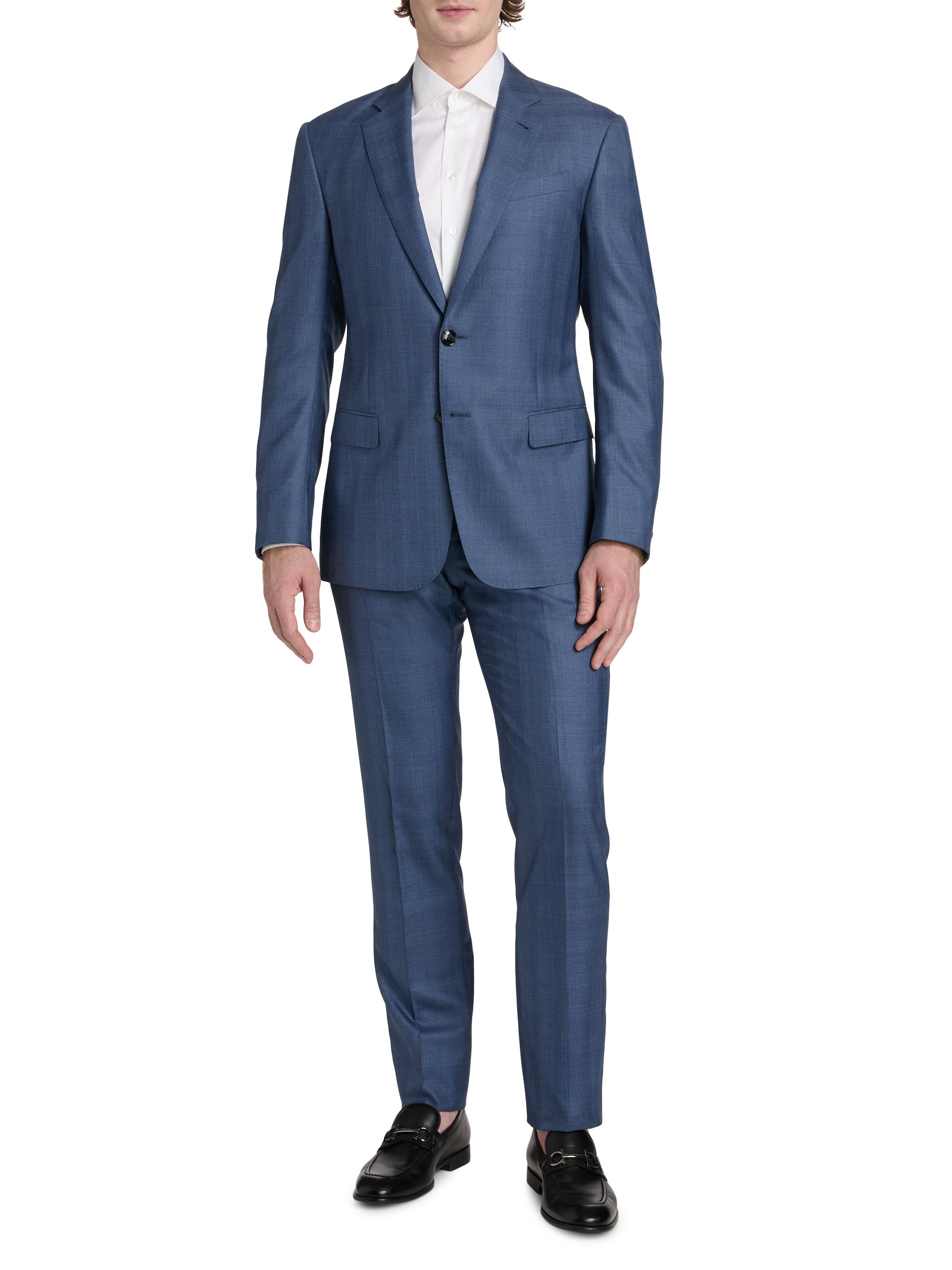 Giorgio Armani Plaid Wool-Silk Single-Breasted Suit | Saks Fifth Avenue