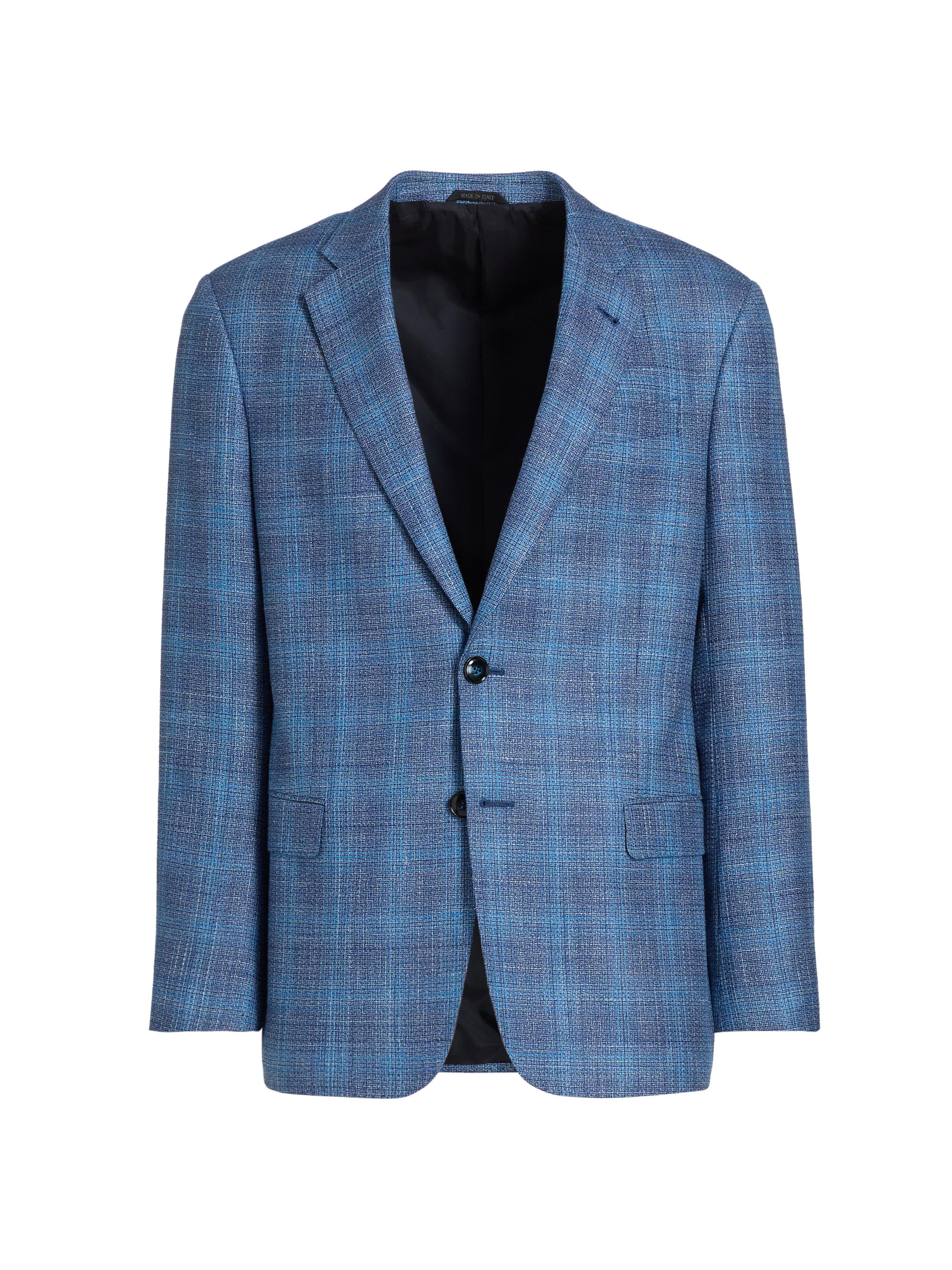 Giorgio Armani Men's Micro Check Wool-Silk-Linen Sport Coat - Light Blue