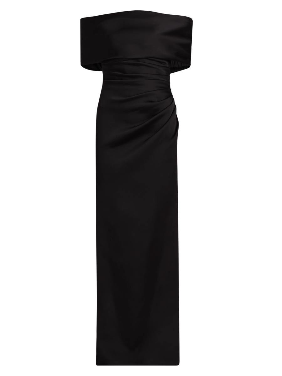 valencia formal off the shoulder wrap dress Women's Pleated Golden Maxi Dress | Vixen Collection