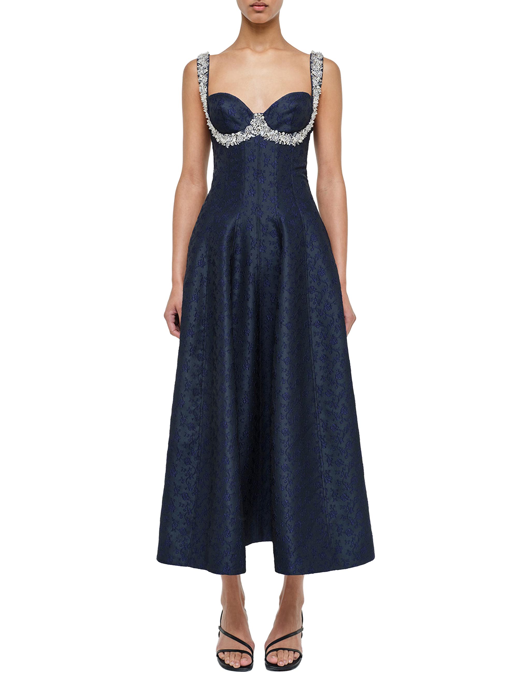 SIMKHAI Women's Charlotte Embellished Jacquard Midi-Dress - Midnight