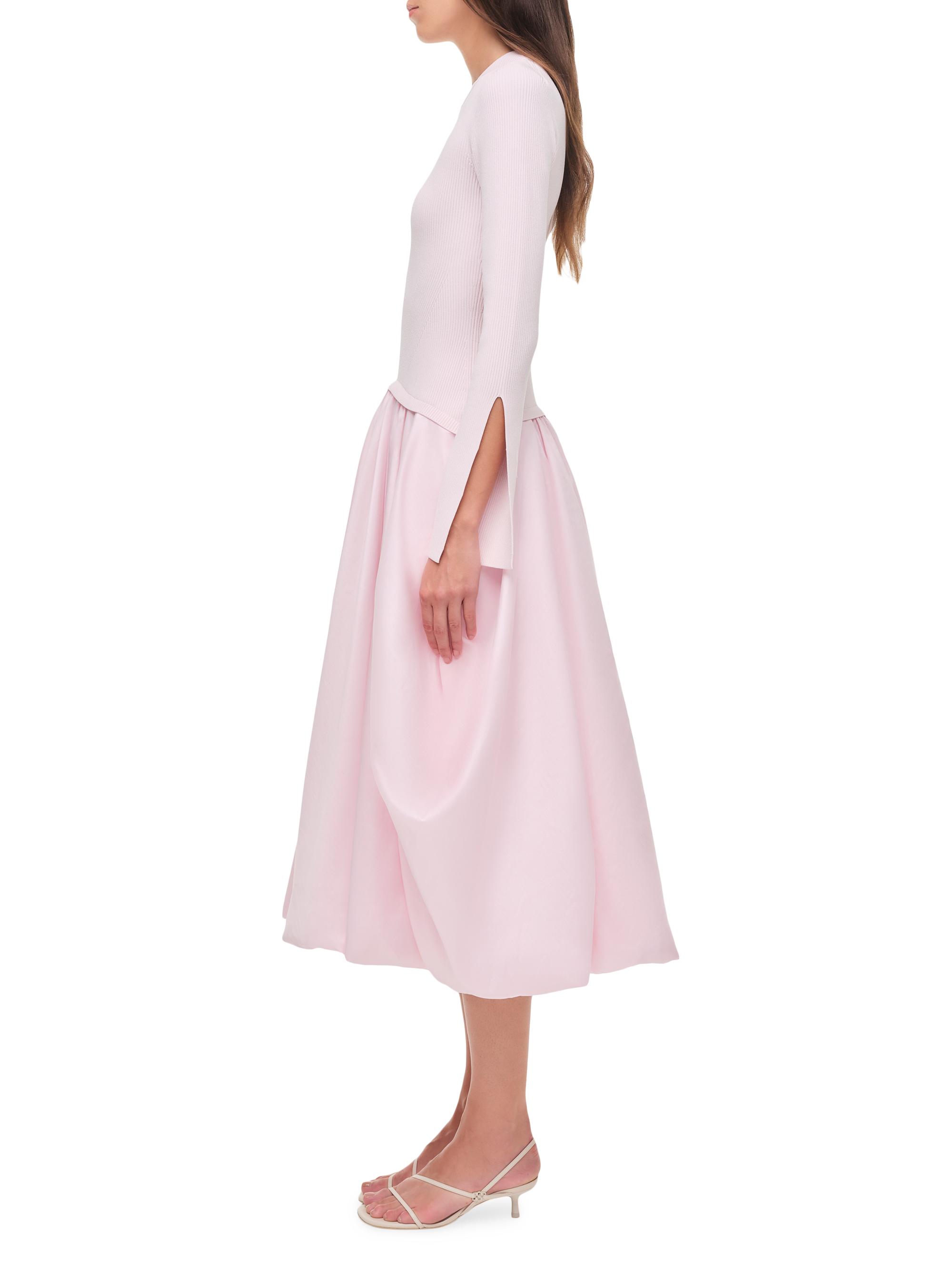 simkhai kenlie mixed media bubble midi dress SIMKHAI Women's Kenlie Mixed-Media Bubble Skirt Midi-Dress - Ivory