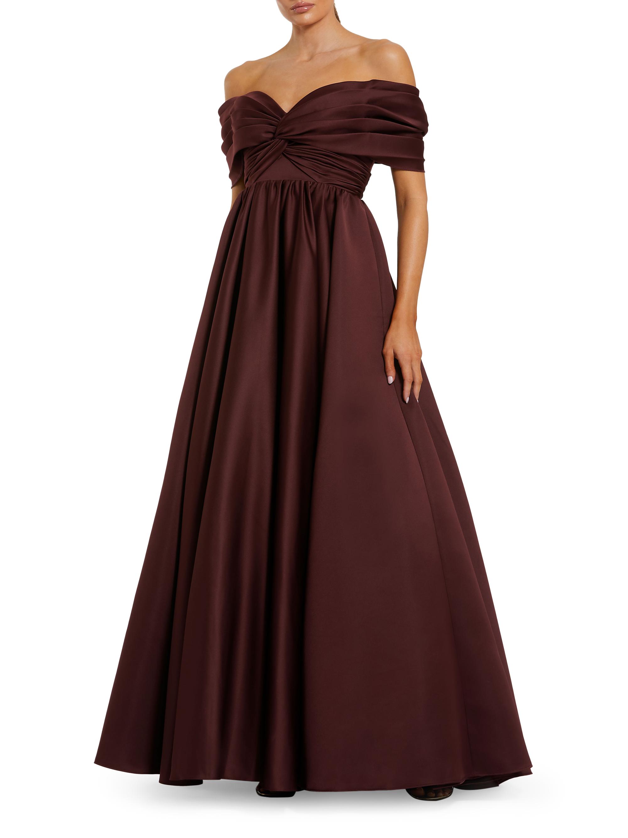 Mac Duggal Women's Ieena Gathered Satin Gown - Wine