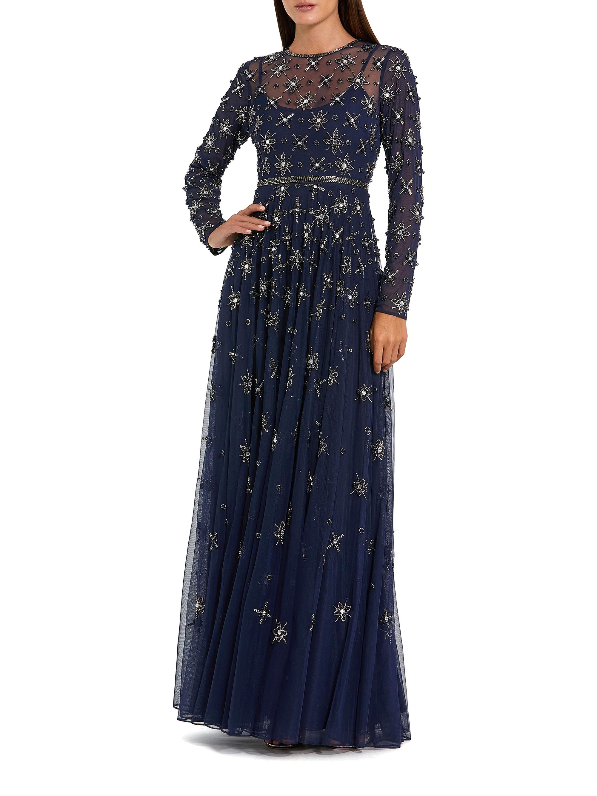 Mac Duggal Women's Evening Embellished Mesh Gown - Midnight