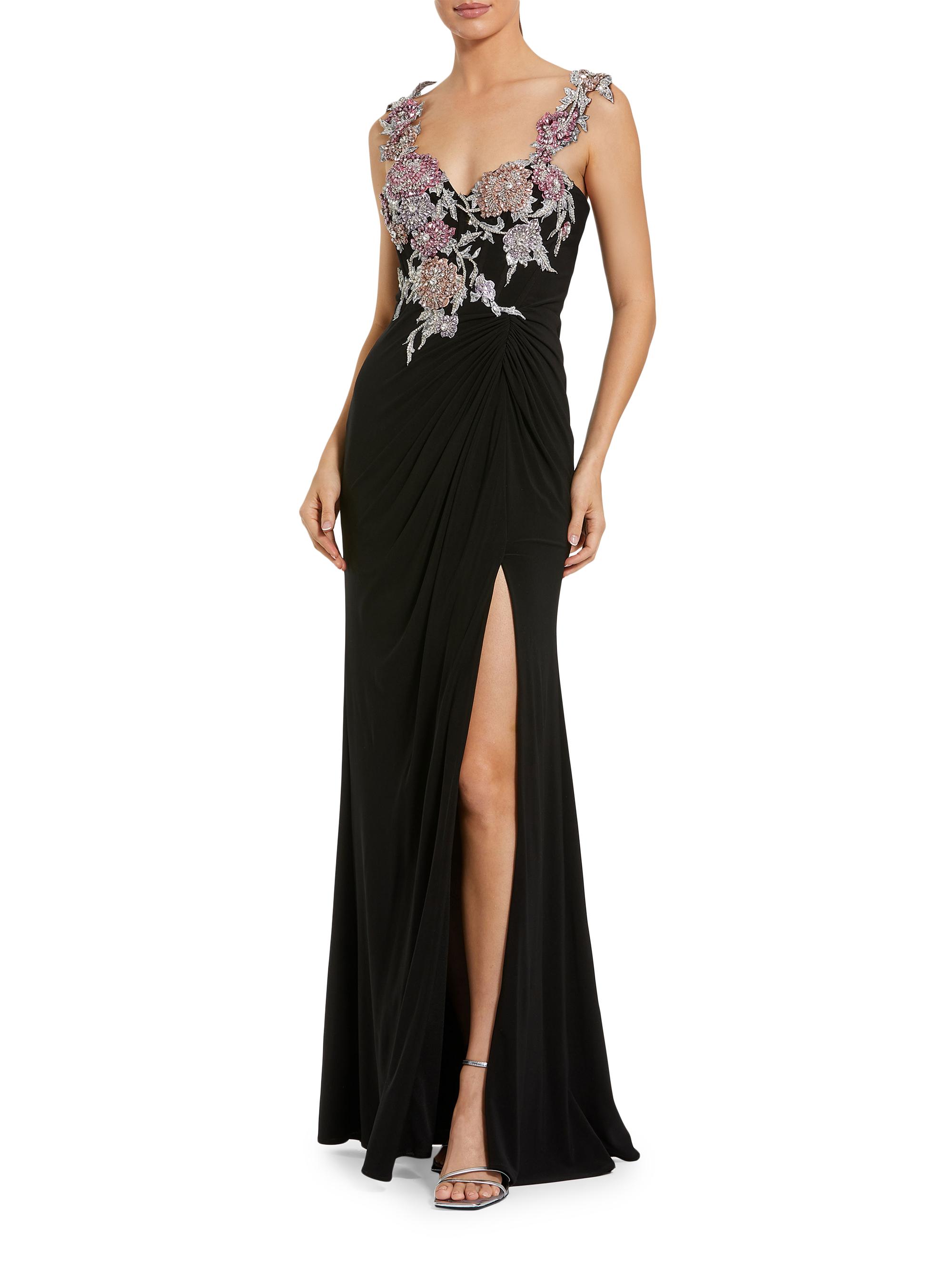 Mac Duggal Women's Evening Beaded Jersey Sleeveless Gown - Black Multi
