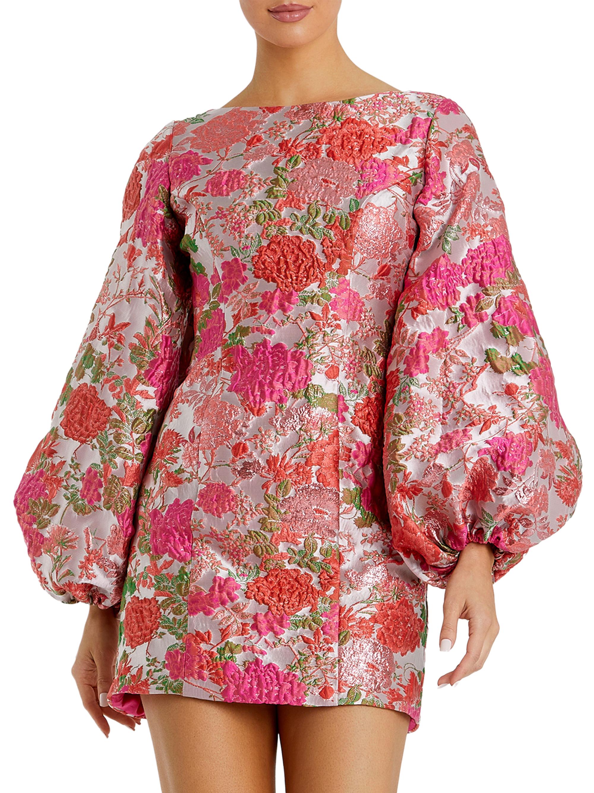 Mac Duggal Women's Ieena 2 Brocade Balloon-Sleeve Minidress - Pink Multi