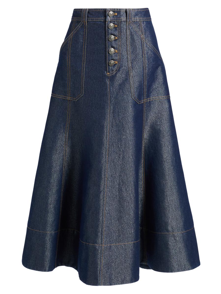 Cinq à Sept Benji Denim A-Line Midi-Skirt | Saks Fifth Avenue
