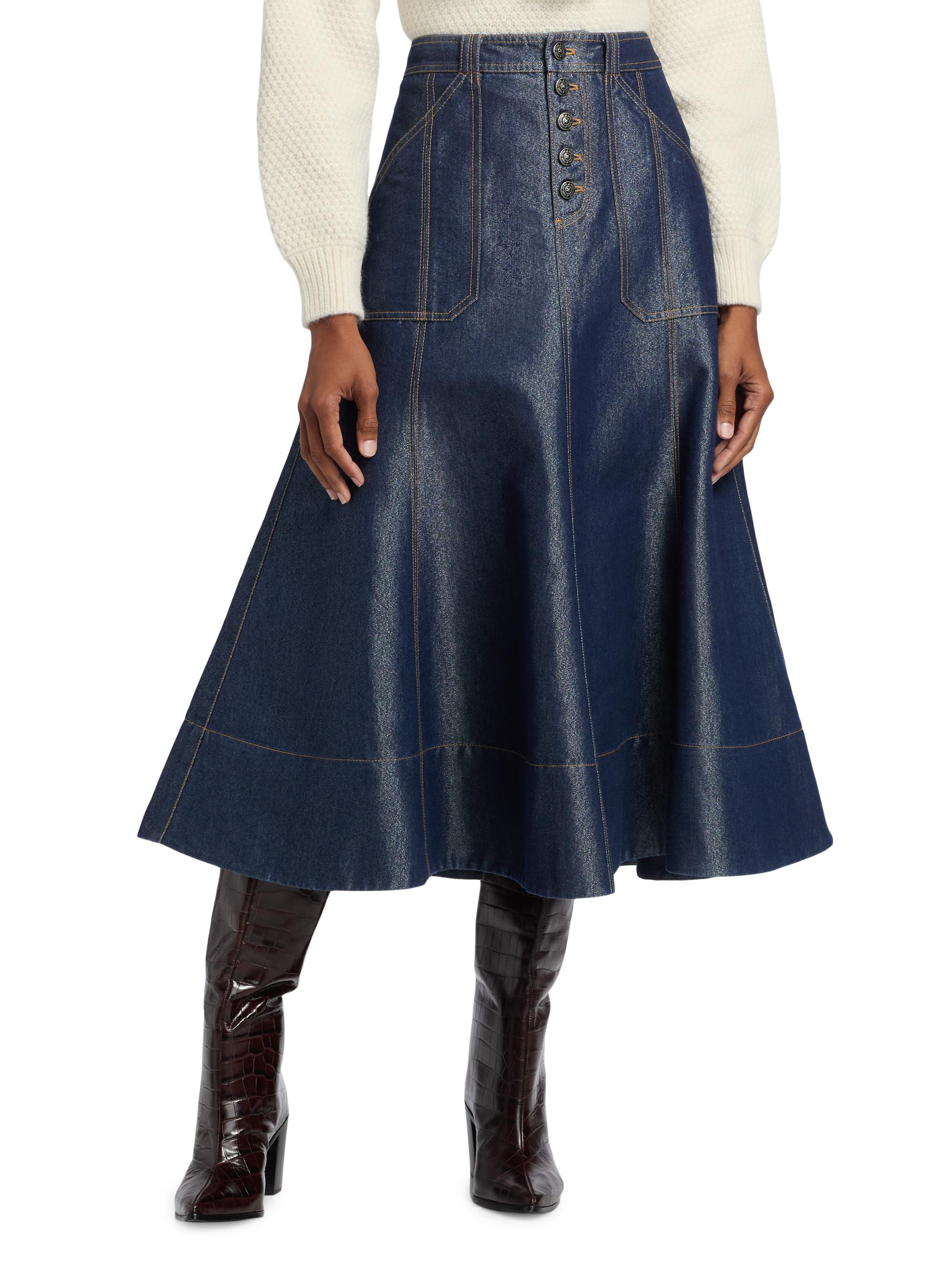 Cinq à Sept Benji Denim A-Line Midi-Skirt | Saks Fifth Avenue