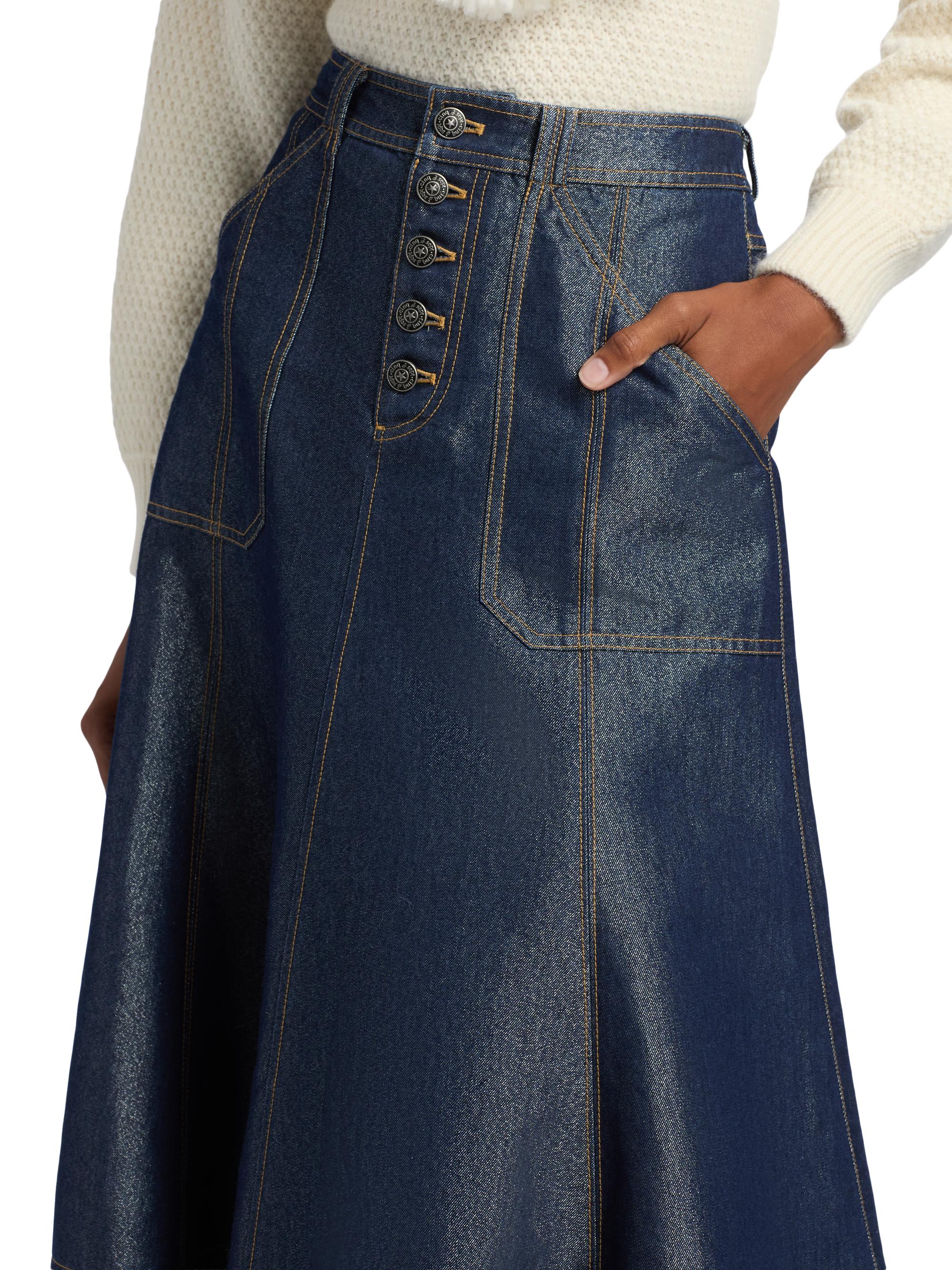 Cinq à Sept Benji Denim A-Line Midi-Skirt | Saks Fifth Avenue