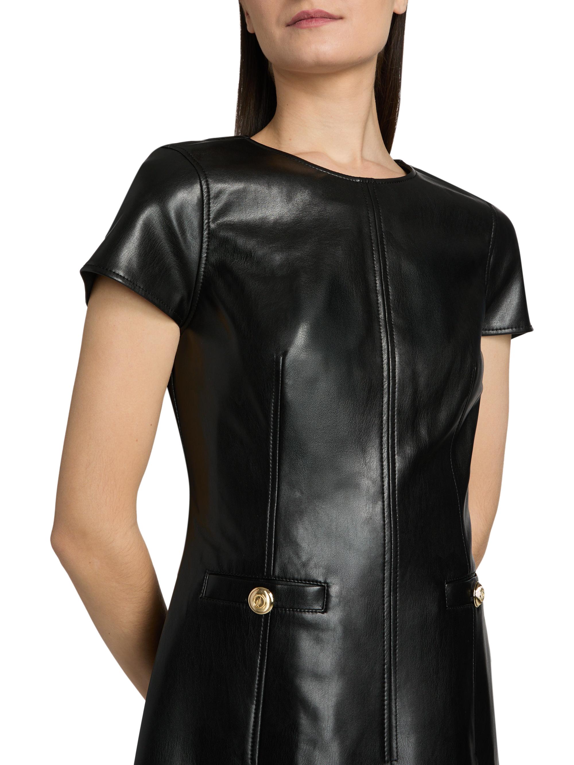 faux leather dress mini Black Vegan Leather Mini Dress main image 1