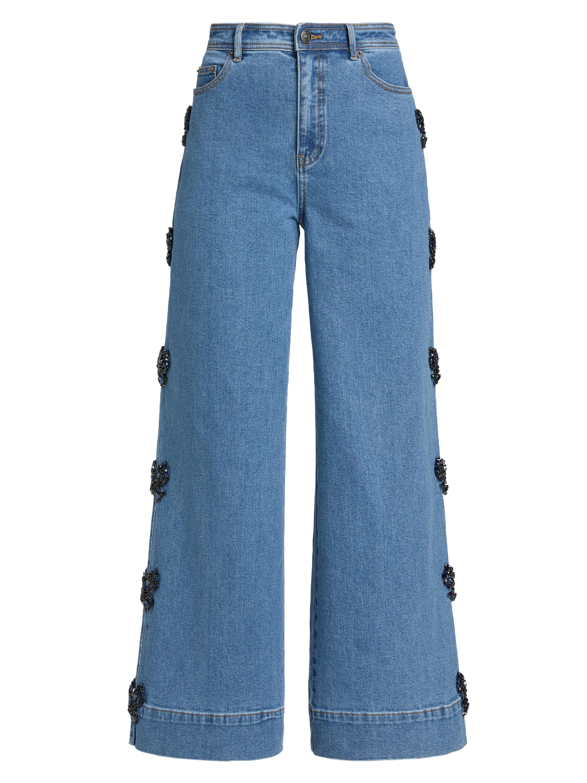 Cinq à Sept Women's Betsey Rhinestone Bow Wide-Leg Jeans - Blue Haze