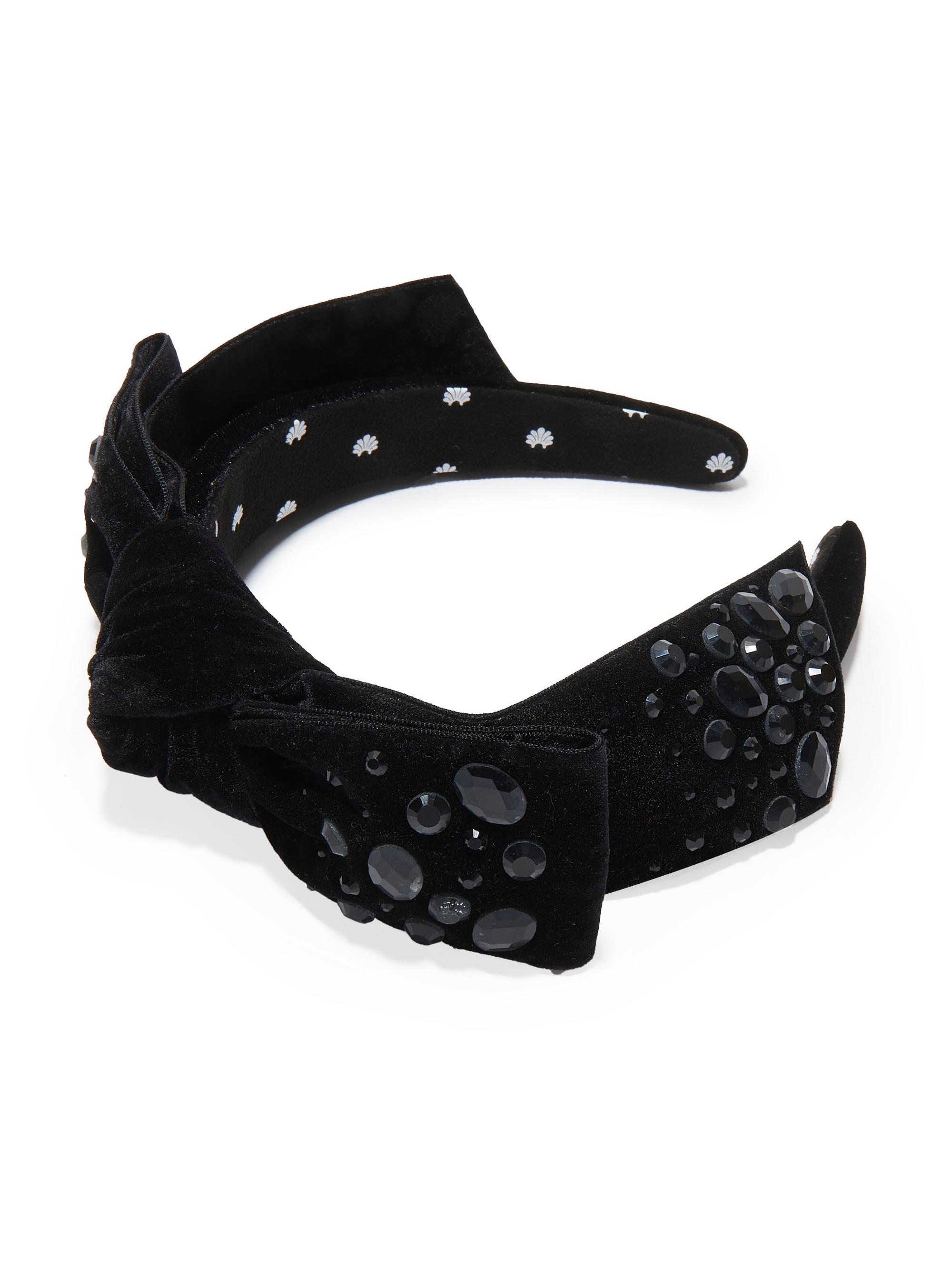 Lele Sadoughi Women's Shirley Crystal-Pebbled Velvet Headband - Jet