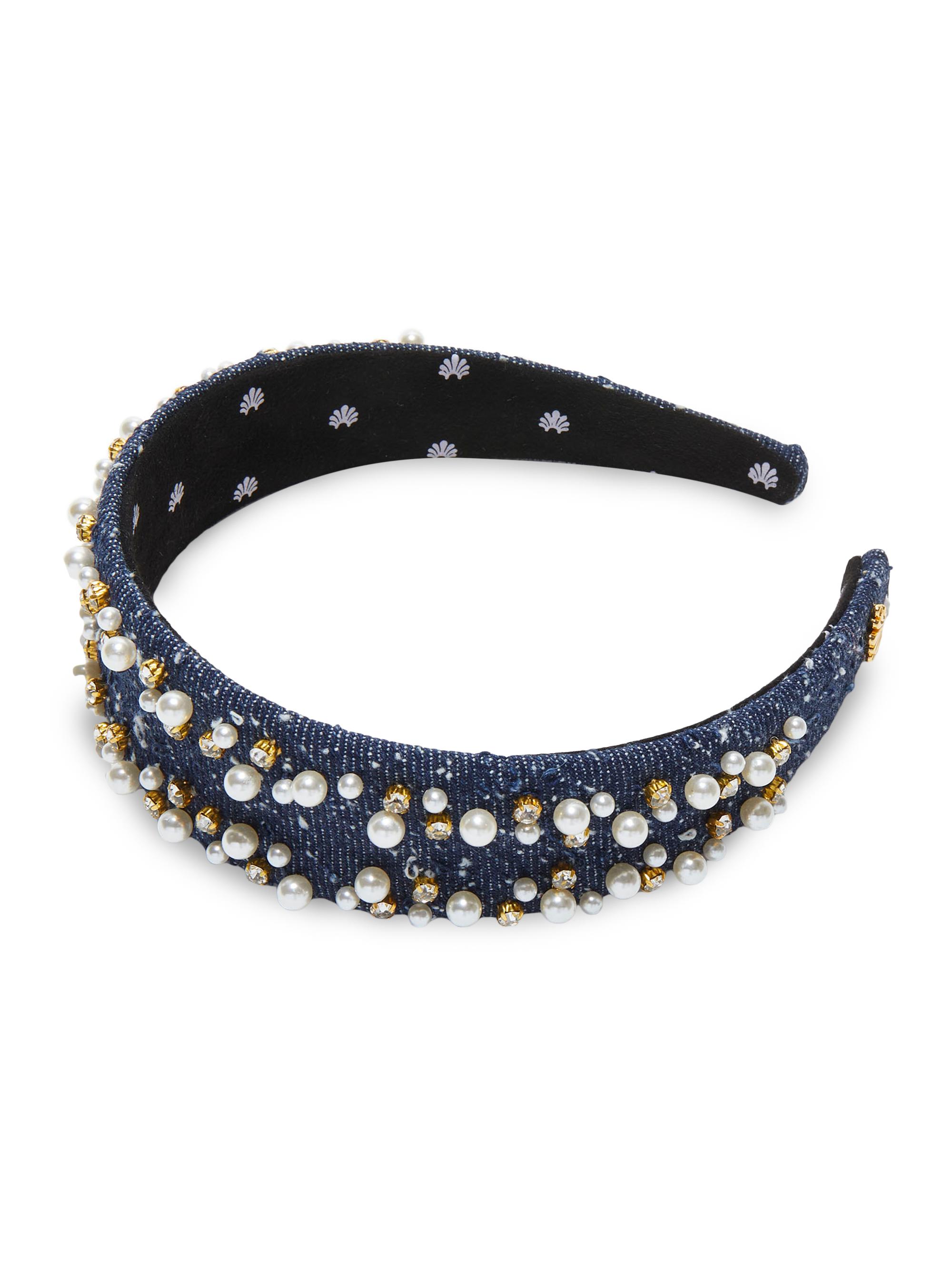 Lele Sadoughi Women's Cher 14K-Gold-Plated & Imitation Pearl-Embellished Headband - Denim