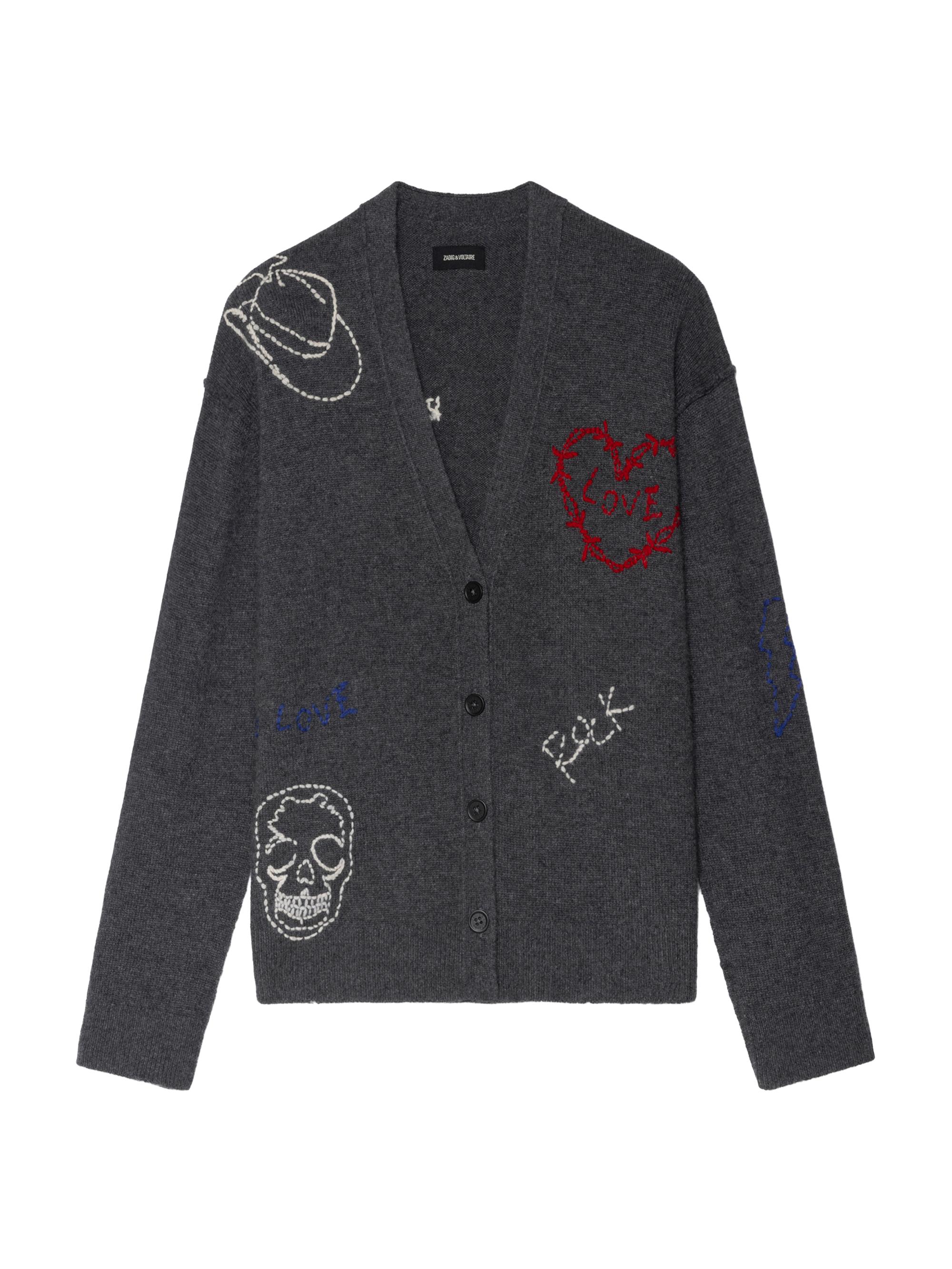 Zadig & Voltaire Women's Mirkaz Embroidered Cashmere Cardigan - Anthracite