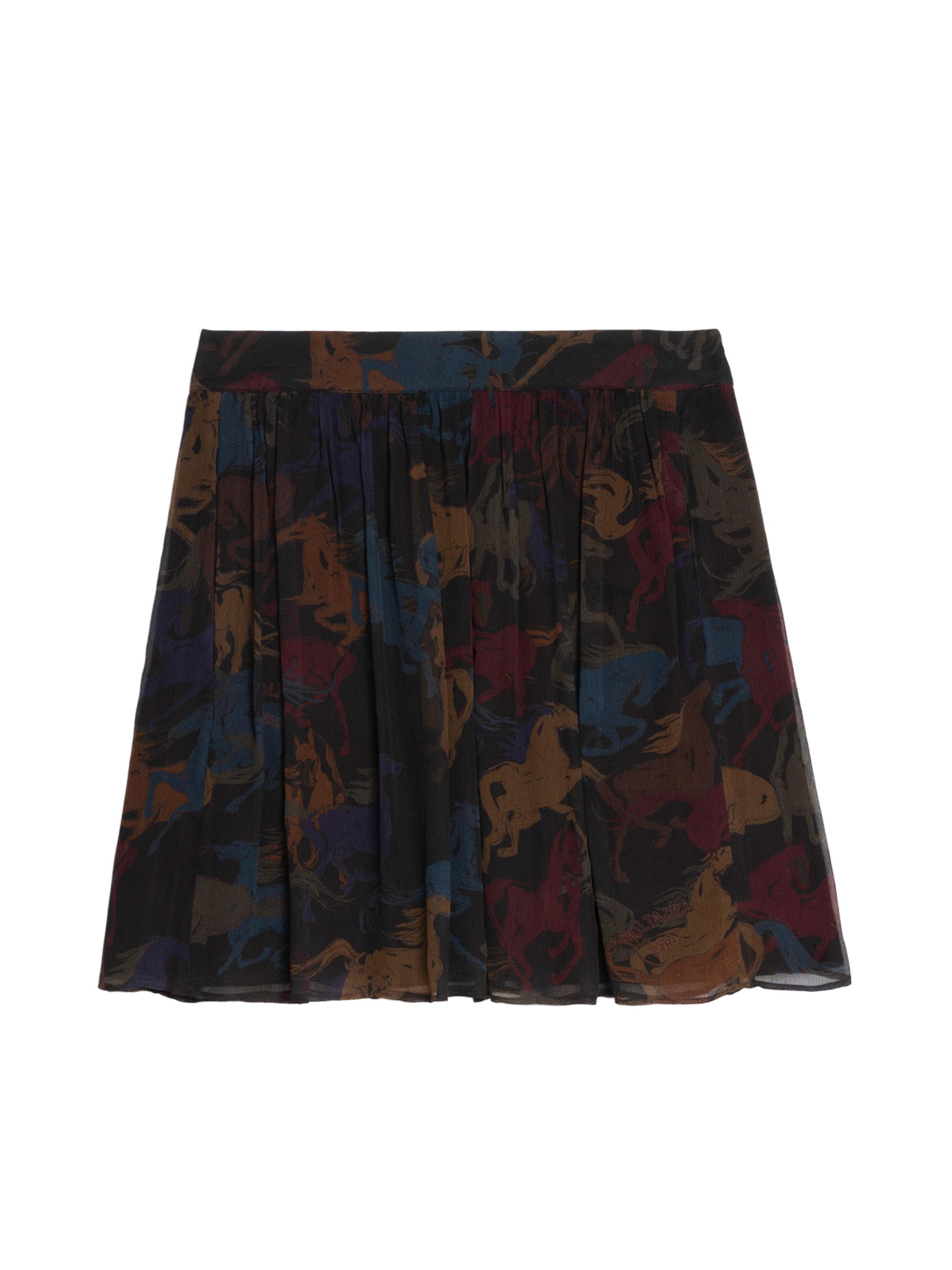 Zadig & Voltaire Women's Jadys Mousseline Horse-Printed A-Line Miniskirt - Dark Chocolate