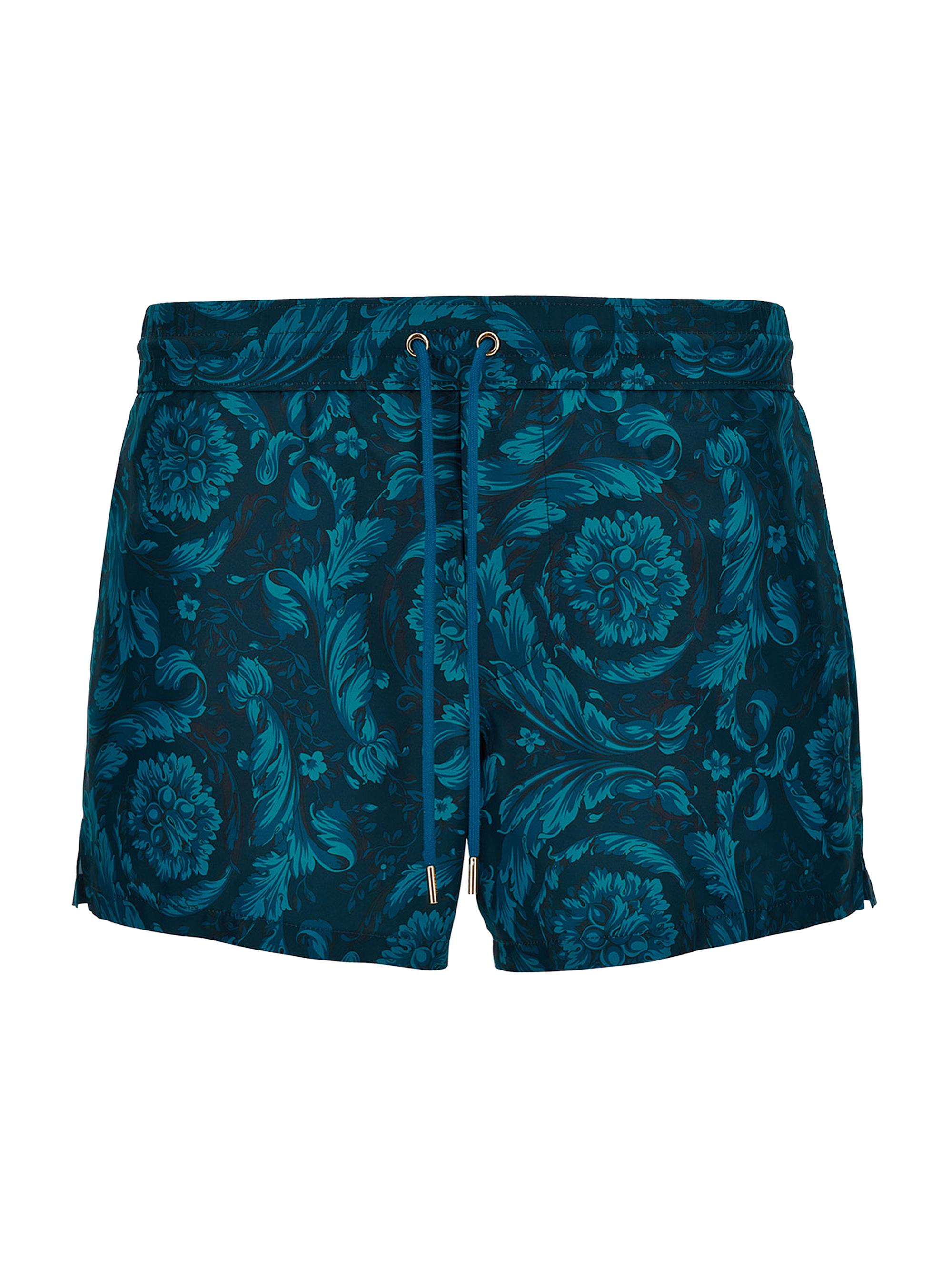 Versace Men's Baroque Printed Swim Trunks - Petrol Blue Tonal