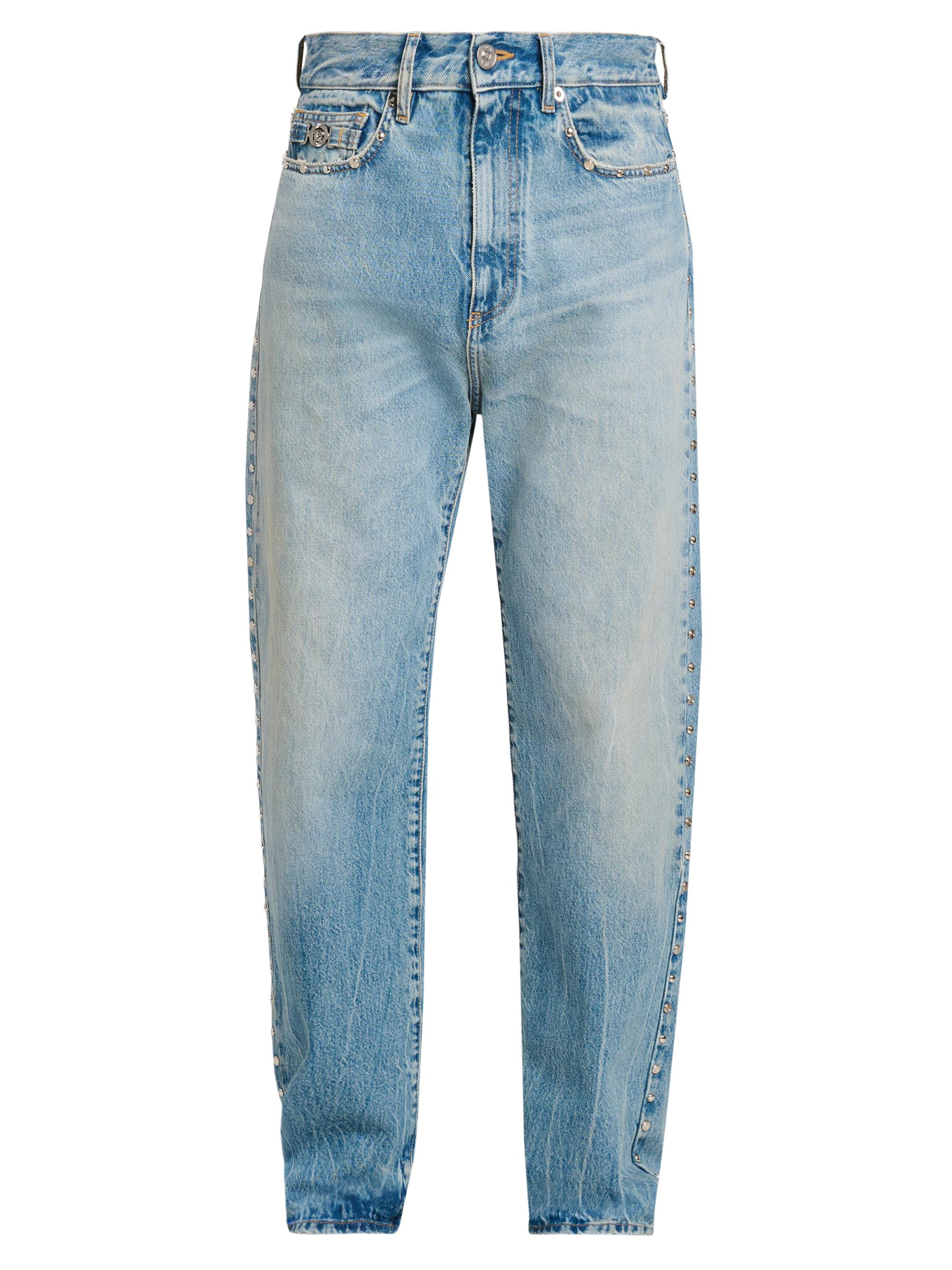 Versace Men's Studded Tapered-Leg Jeans - Light Blue