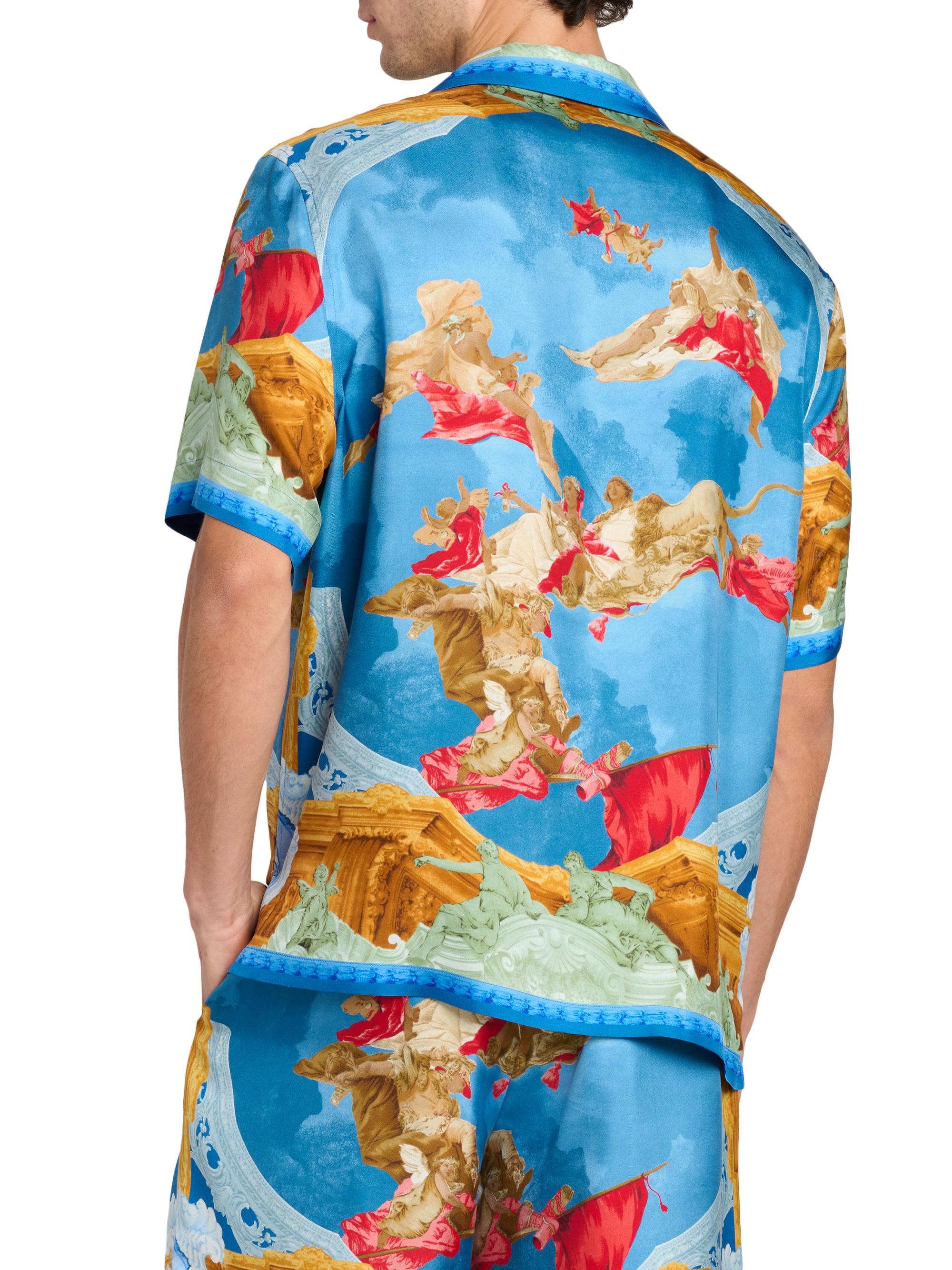 Versace Men's Affresco Silk Twill Shirt - Size 42 Neutral