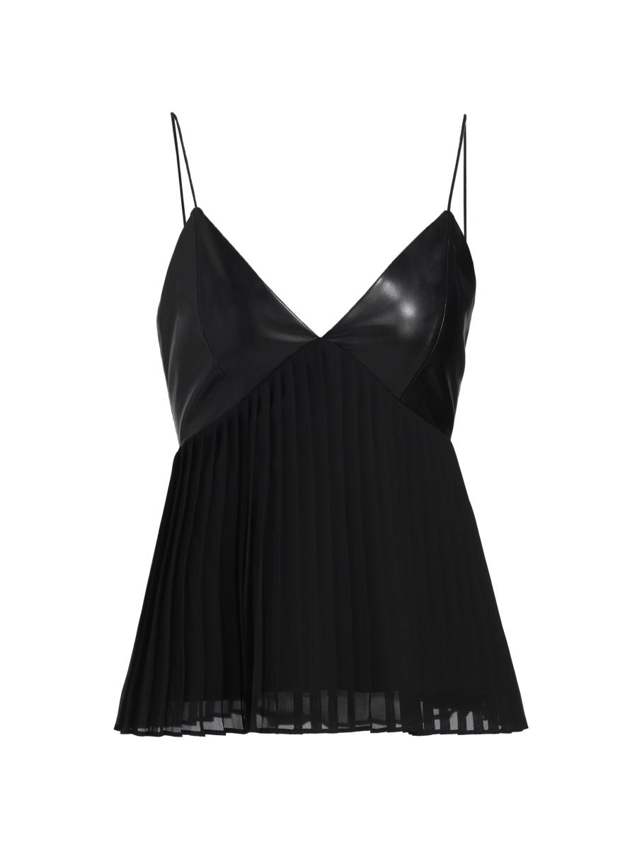 Cami NYC Ronnie Faux-Leather Trim Silk Camisole | Saks Fifth Avenue
