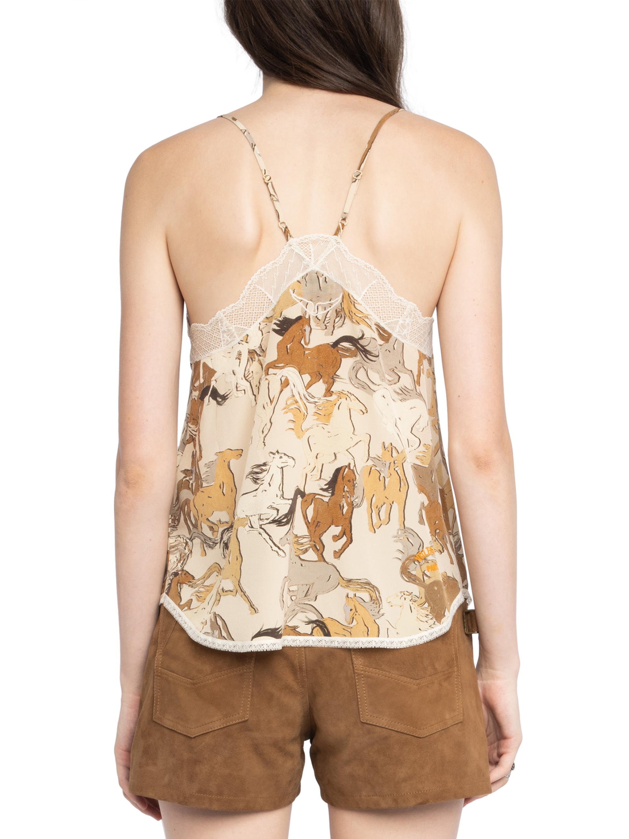 Zadig & Voltaire Christy Horses Lace-Trimmed Silk Tank | Saks