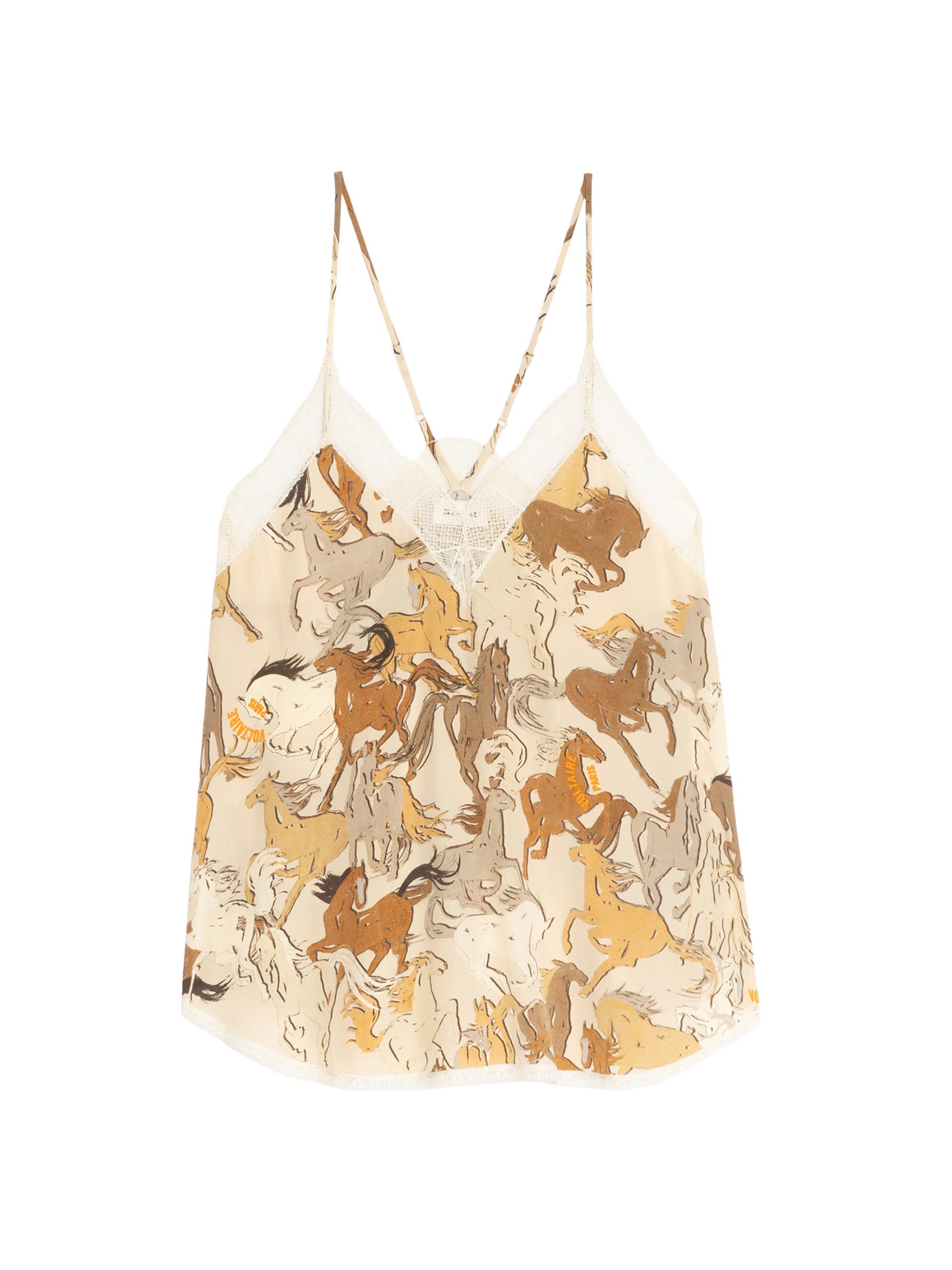 Zadig & Voltaire Christy Horses Lace-Trimmed Silk Tank | Saks