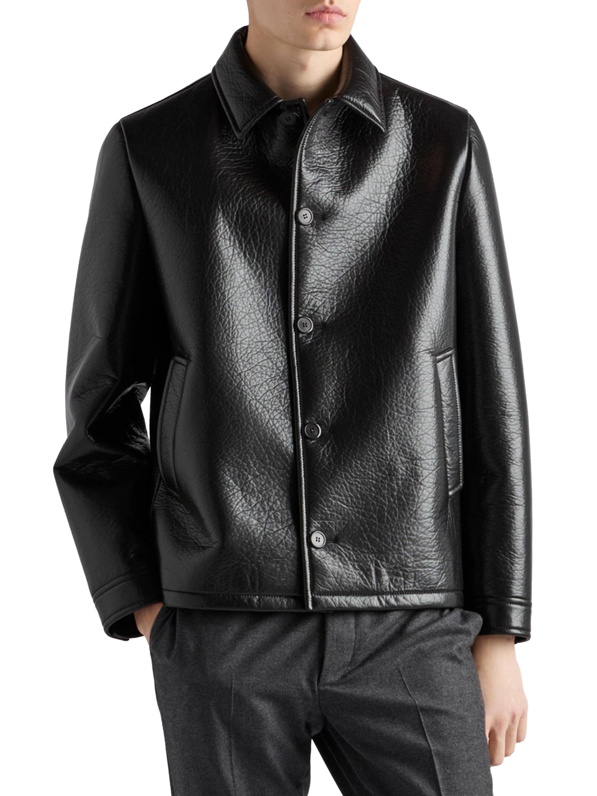 Prada Nappa Leather Caban Jacket | Saks Fifth Avenue