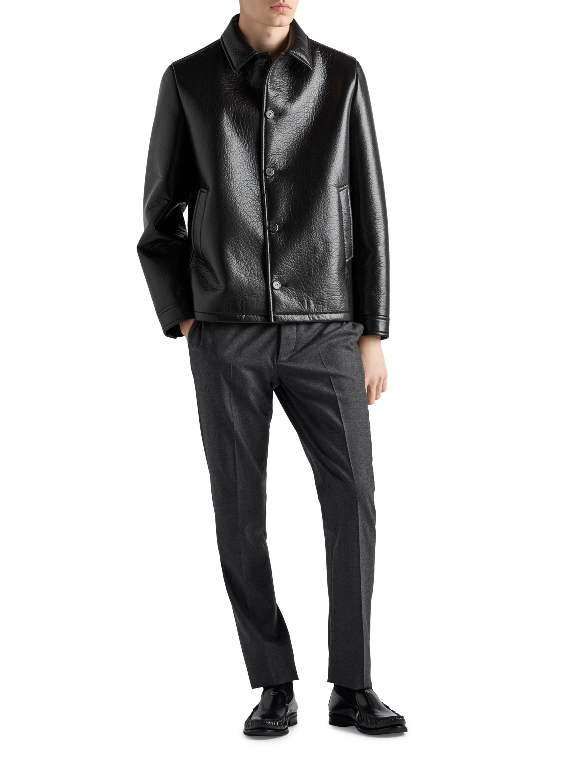 Prada Nappa Leather Caban Jacket | Saks Fifth Avenue