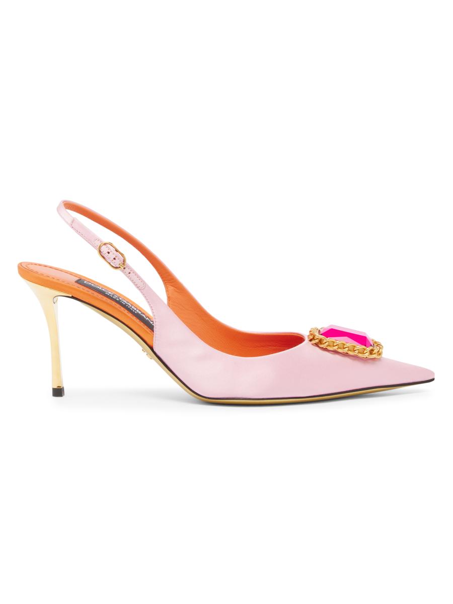 Dolce&Gabbana Crystal-Embellished Satin Slingback Pumps | Saks