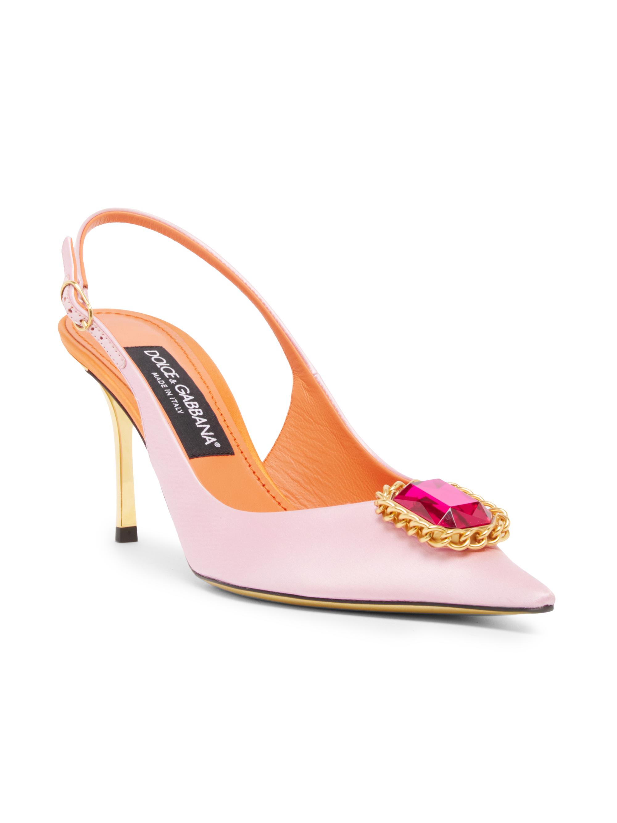 Dolce&Gabbana Crystal-Embellished Satin Slingback Pumps | Saks