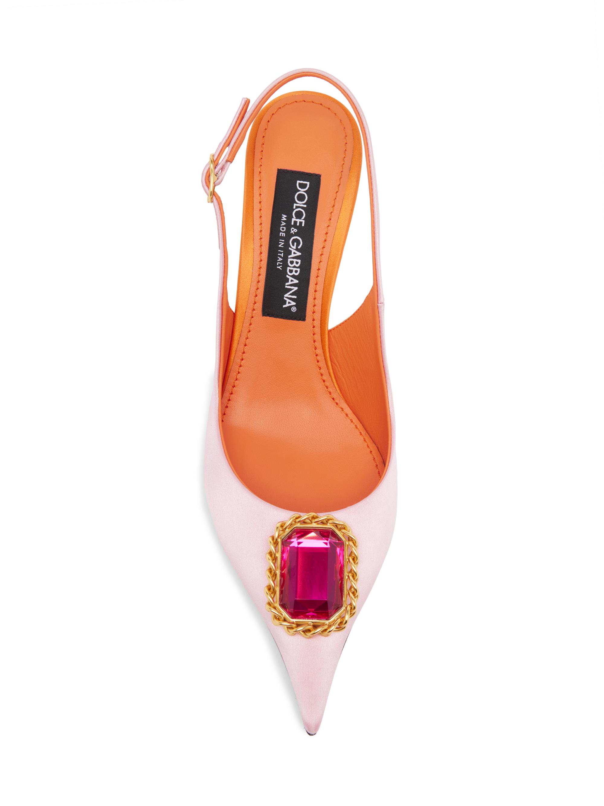 Dolce&Gabbana Crystal-Embellished Satin Slingback Pumps | Saks