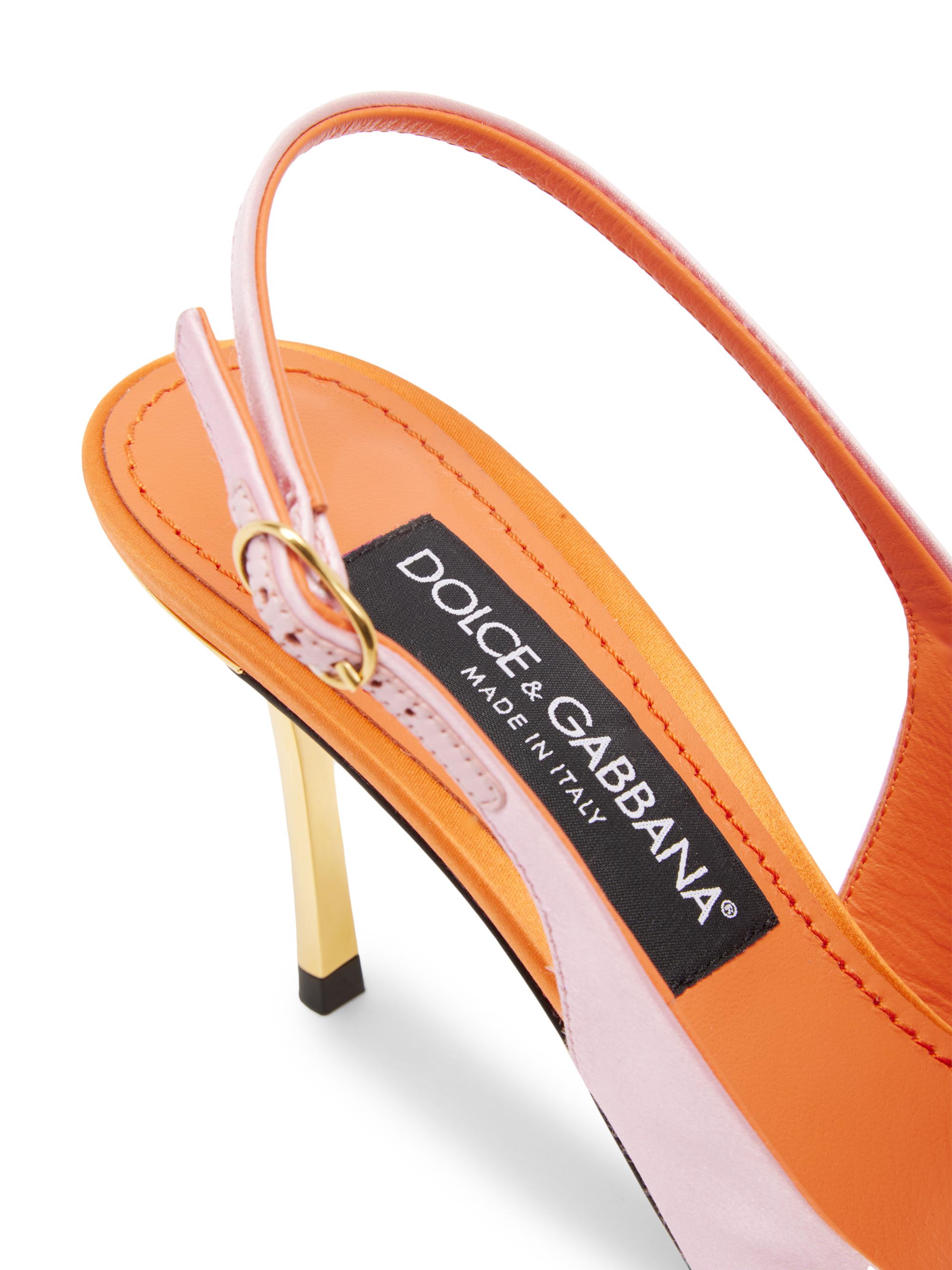 Dolce&Gabbana Crystal-Embellished Satin Slingback Pumps | Saks