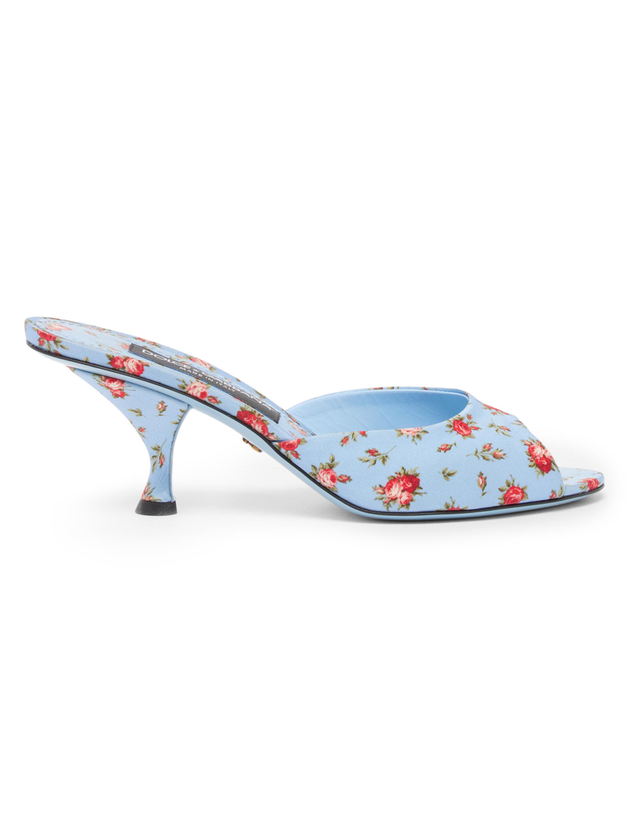 Dolce & Gabbana Women's Desire Floral Silk Mules - Corteccia Cuoio