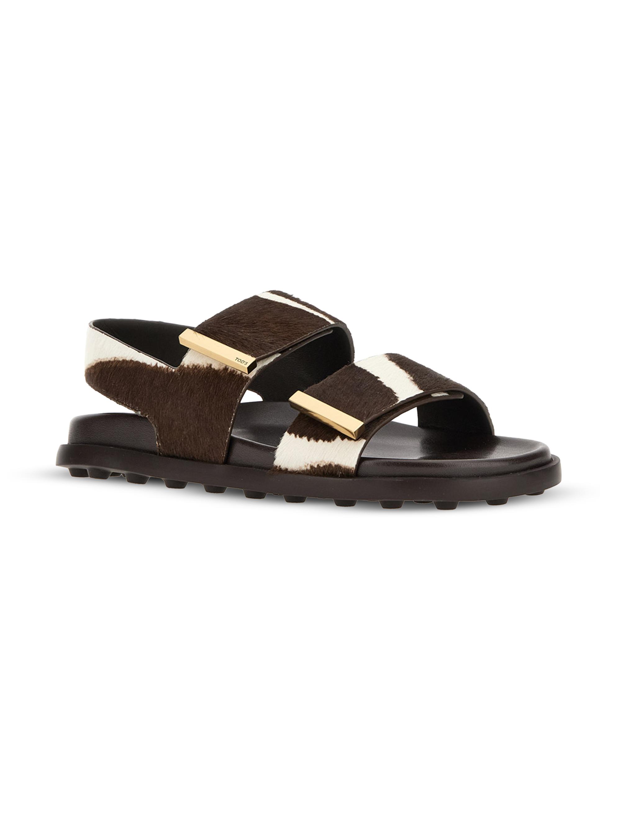 即完品　ソルオル トゥド パサ モデル solol-todopasa model Tod's Zebra-Print Calf Hair Flat Sandals | Saks Fifth Avenue