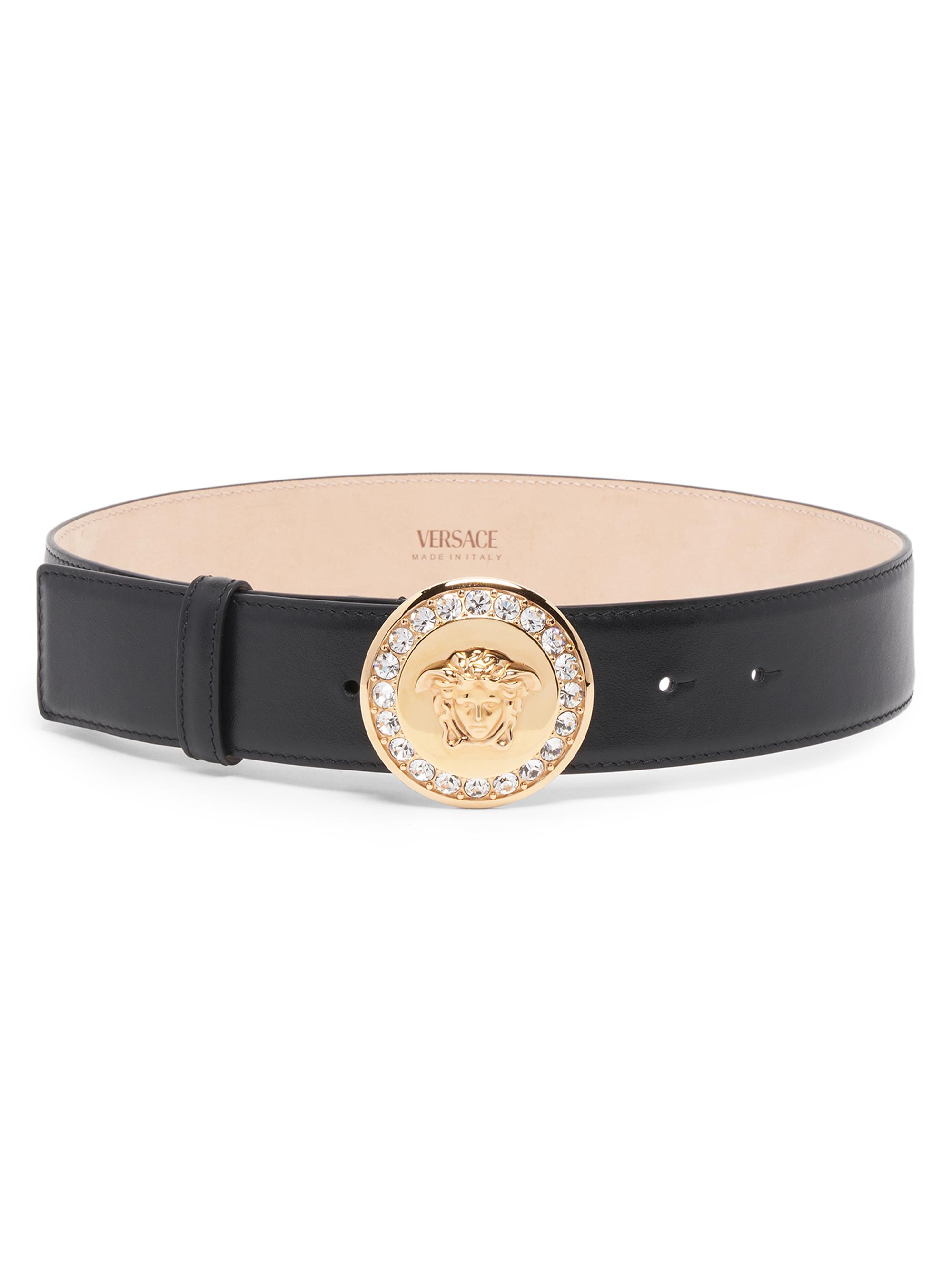 Versace V Buckle Leather Belt | Saks Fifth Avenue