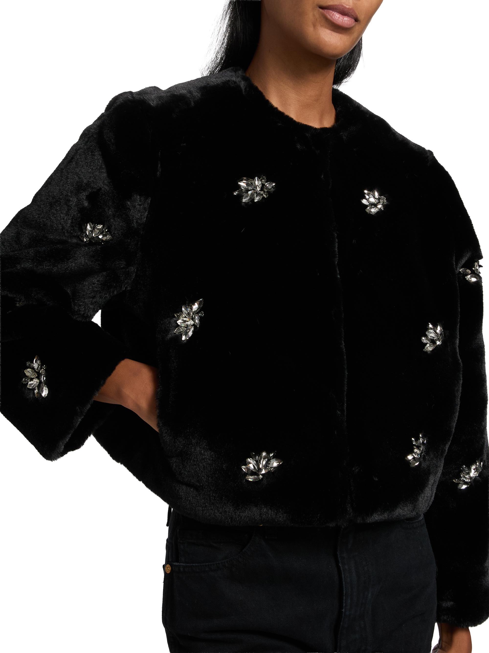 dh New York Monique Crystal-Embellished Faux-Fur Jacket | Saks