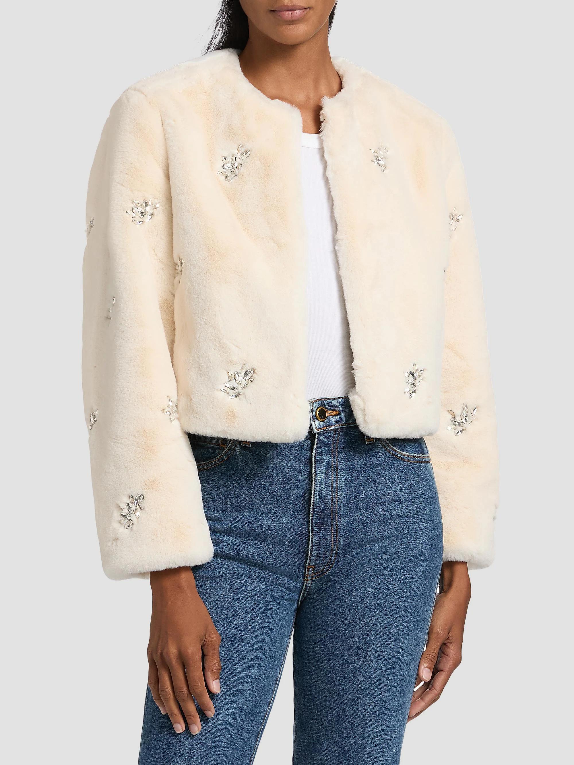 dh New York Monique Crystal-Embellished Faux-Fur Jacket | Saks