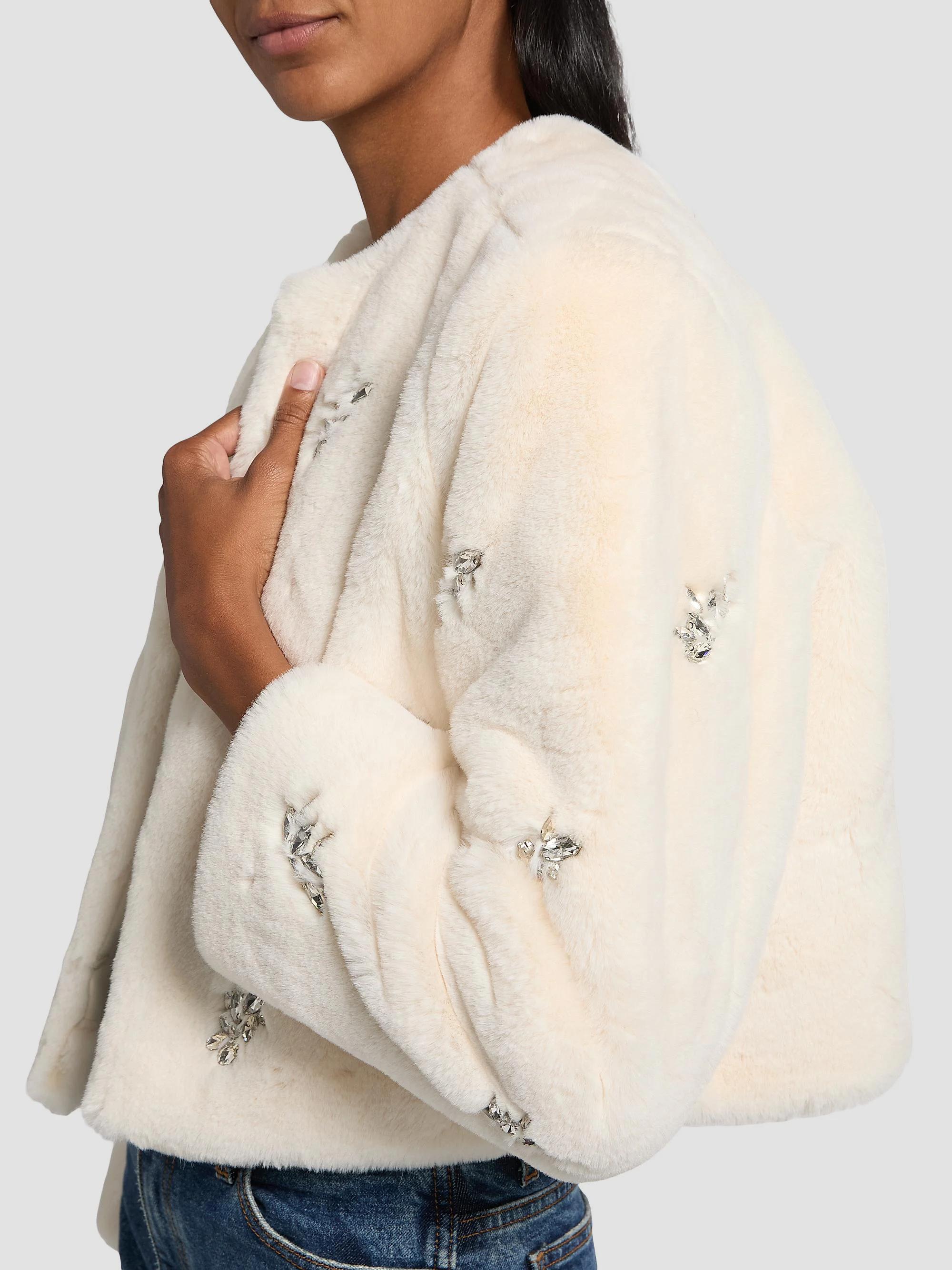 dh New York Monique Crystal-Embellished Faux-Fur Jacket | Saks
