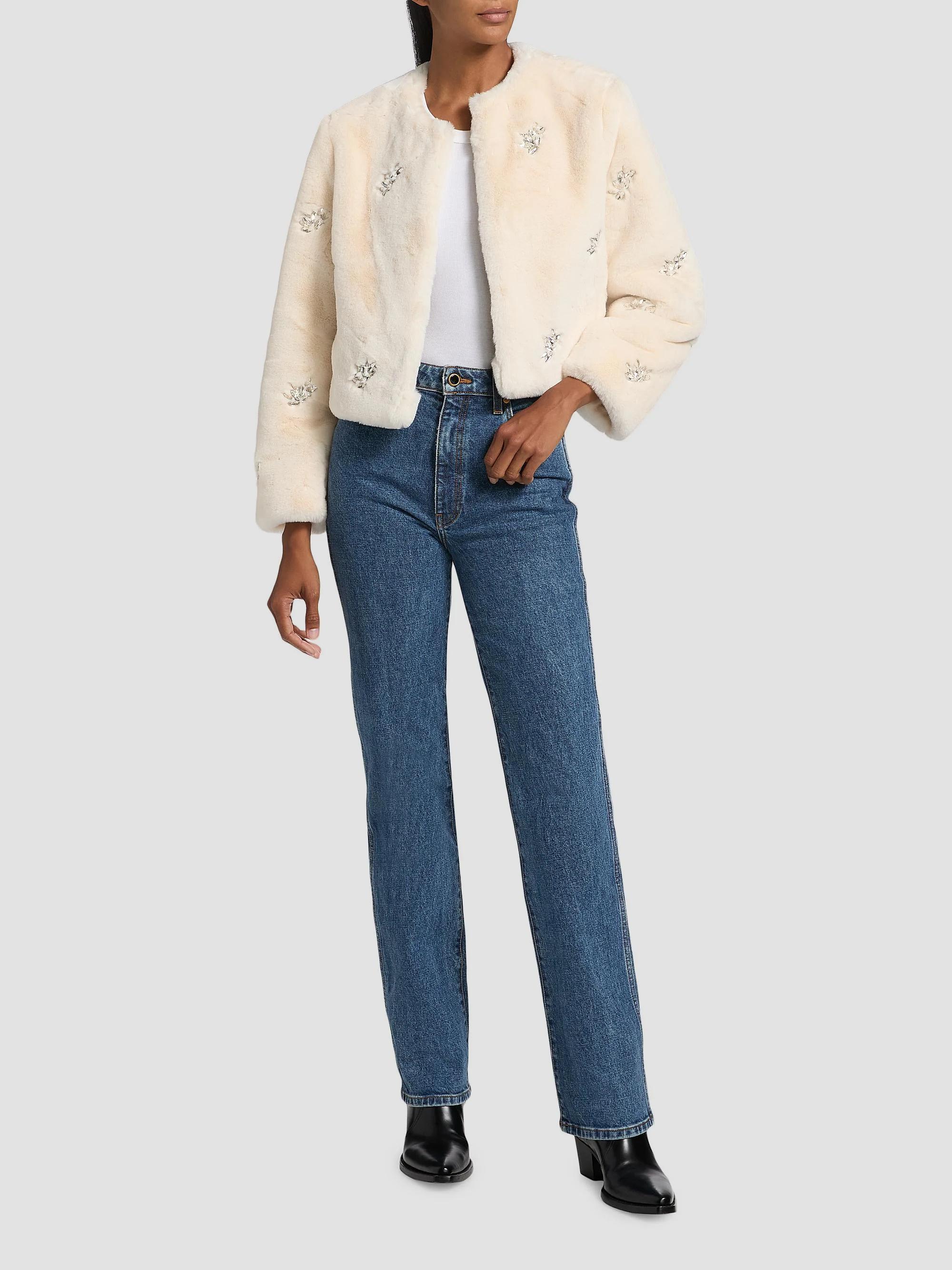 dh New York Monique Crystal-Embellished Faux-Fur Jacket | Saks
