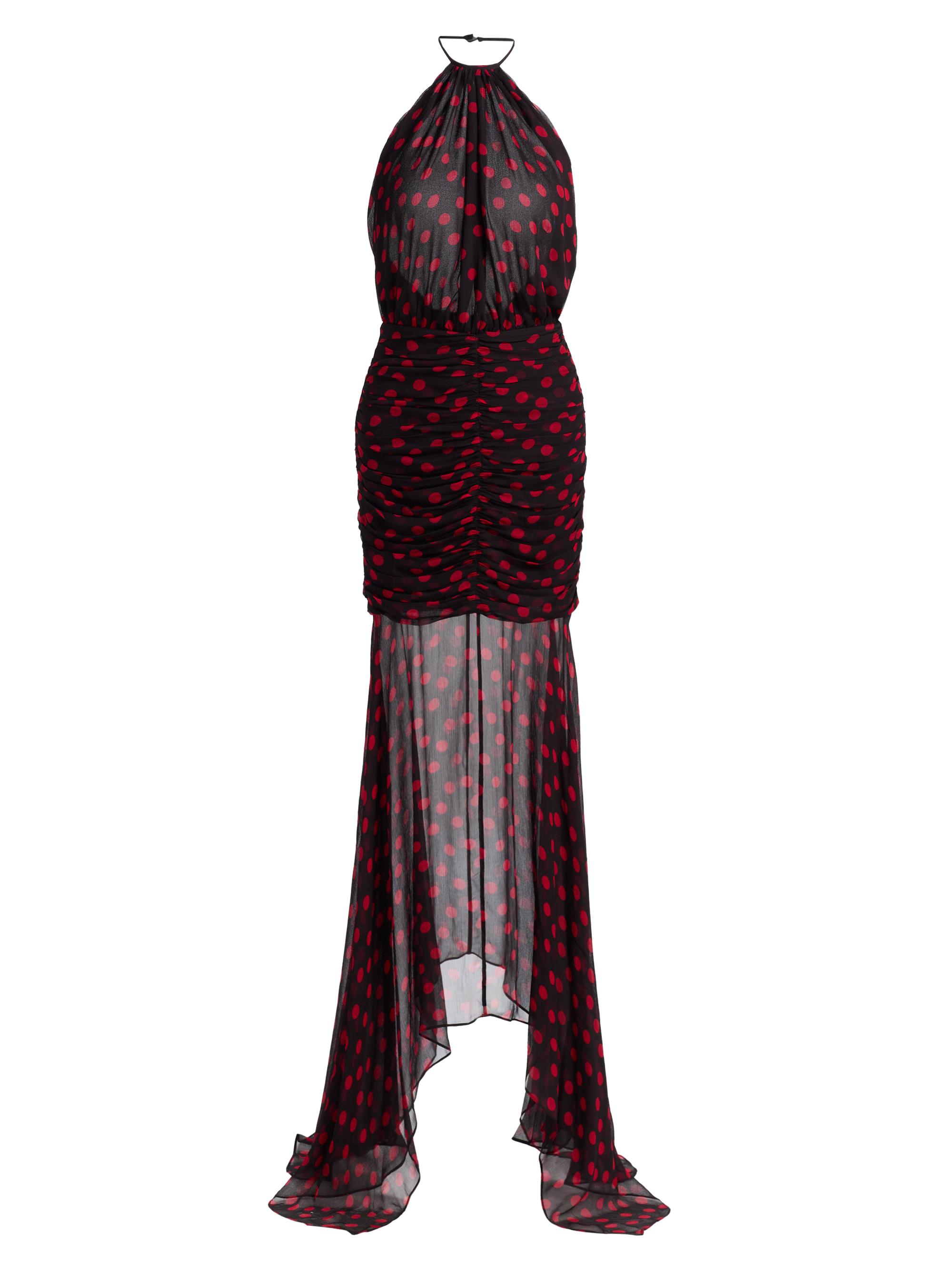 Ronny Kobo Women's Tilda Polka-Dot Chiffon Maxi Dress - Black Red