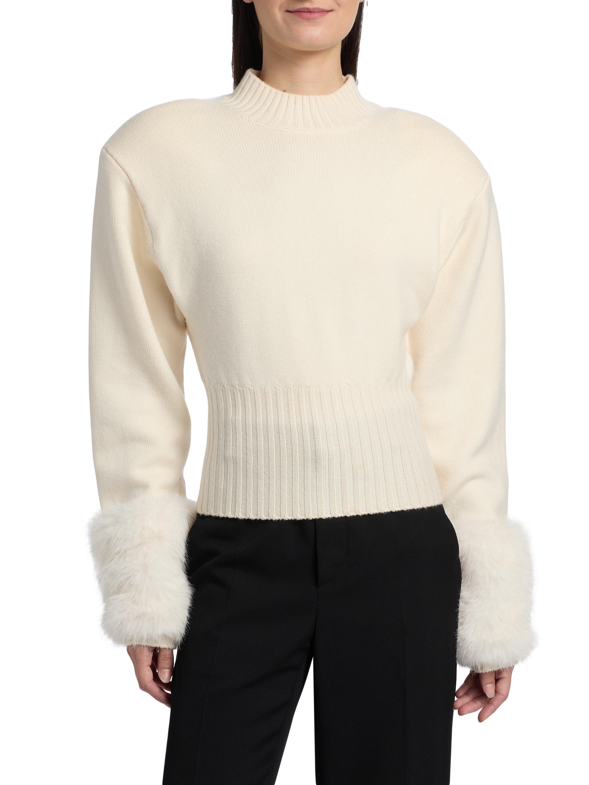 Ronny Kobo Jenner Faux-Fur Cuff Knit Top | Saks Fifth Avenue
