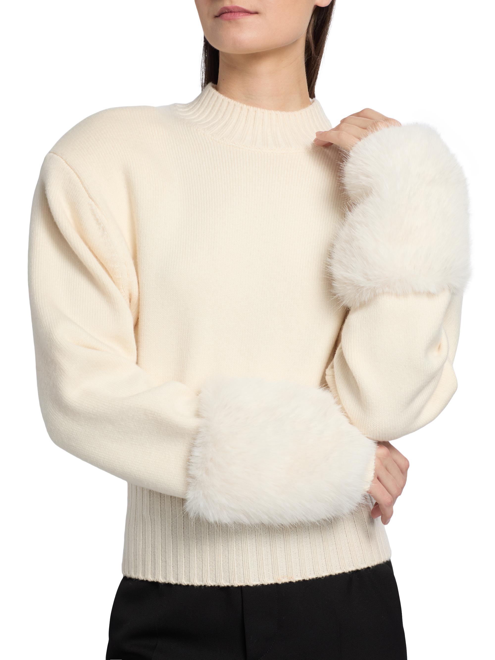Ronny Kobo Jenner Faux-Fur Cuff Knit Top | Saks Fifth Avenue