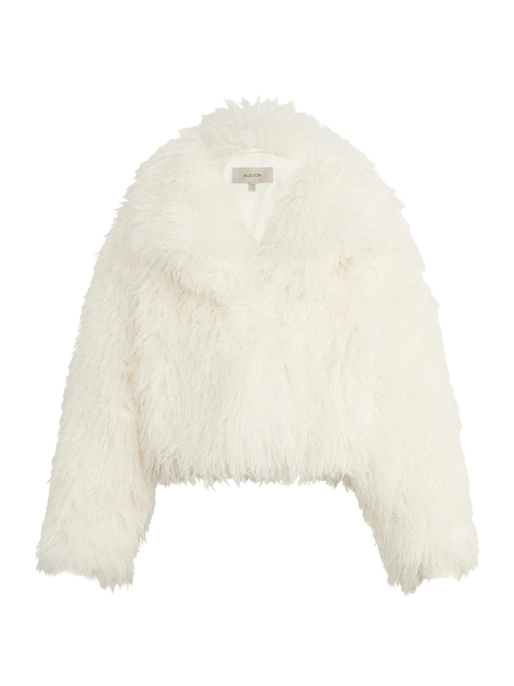 Hudson Jeans Women's Mongauxlian Faux-Fur Crop Coat - Natural
