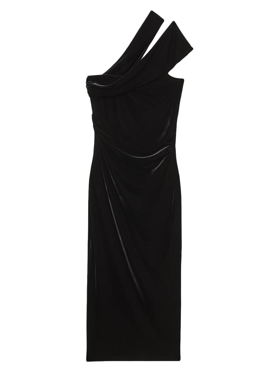Reiss Women's Dalia Velvet Asymmetric Midi-dress In Black